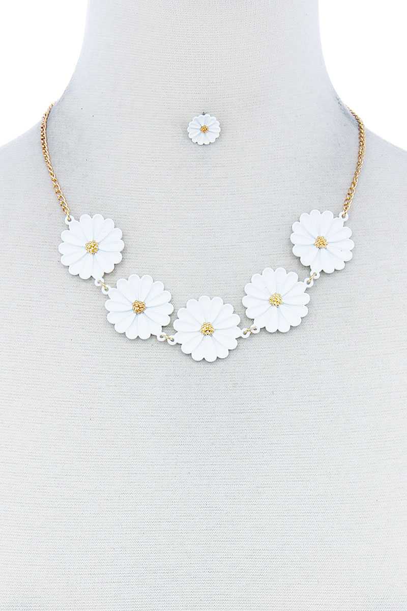 Fashion Cute Multi Tender Flower Necklace And Earring Set - ZLA