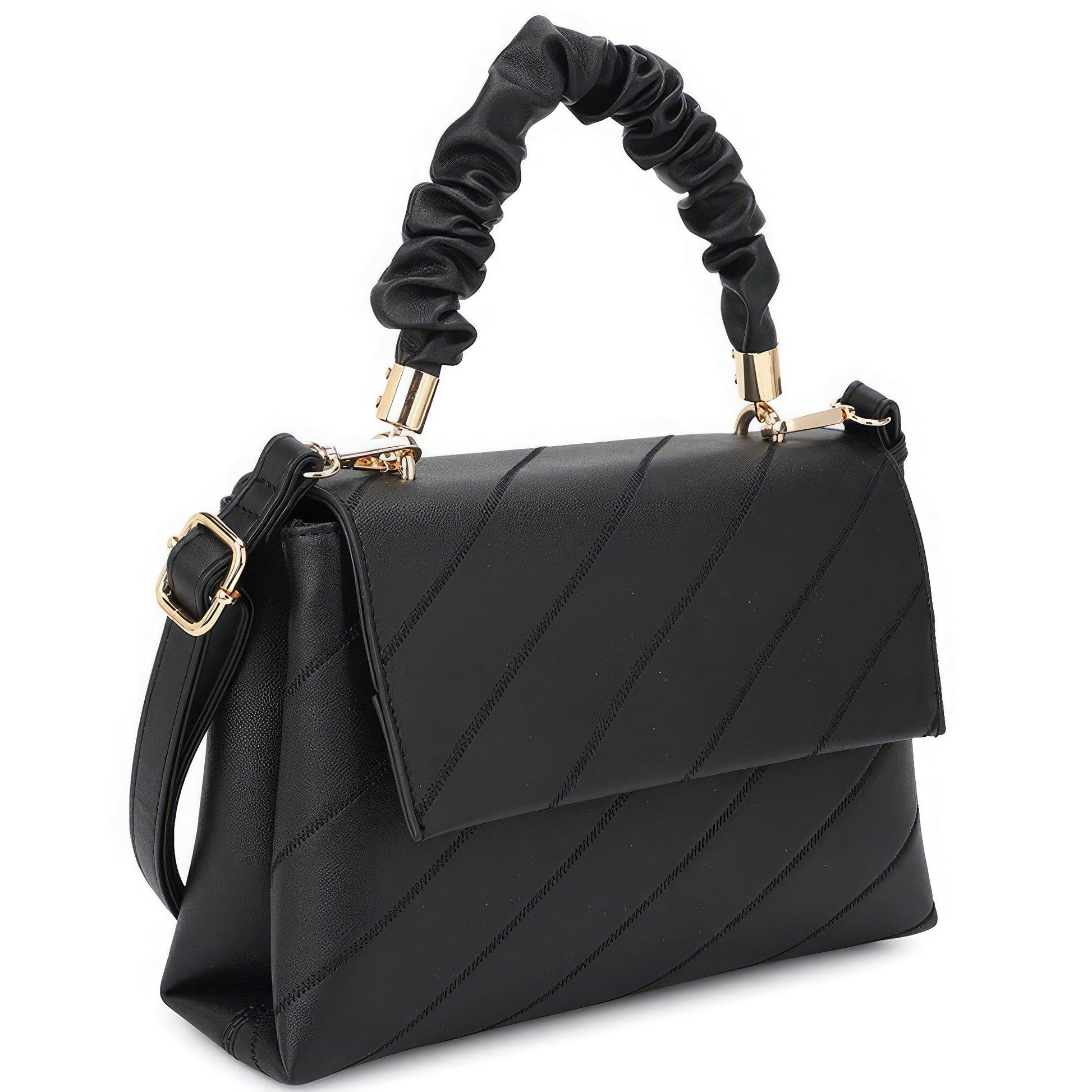 Fashion Smooth Pattern Wrinkle Handle Crossbody Bag - ZLA
