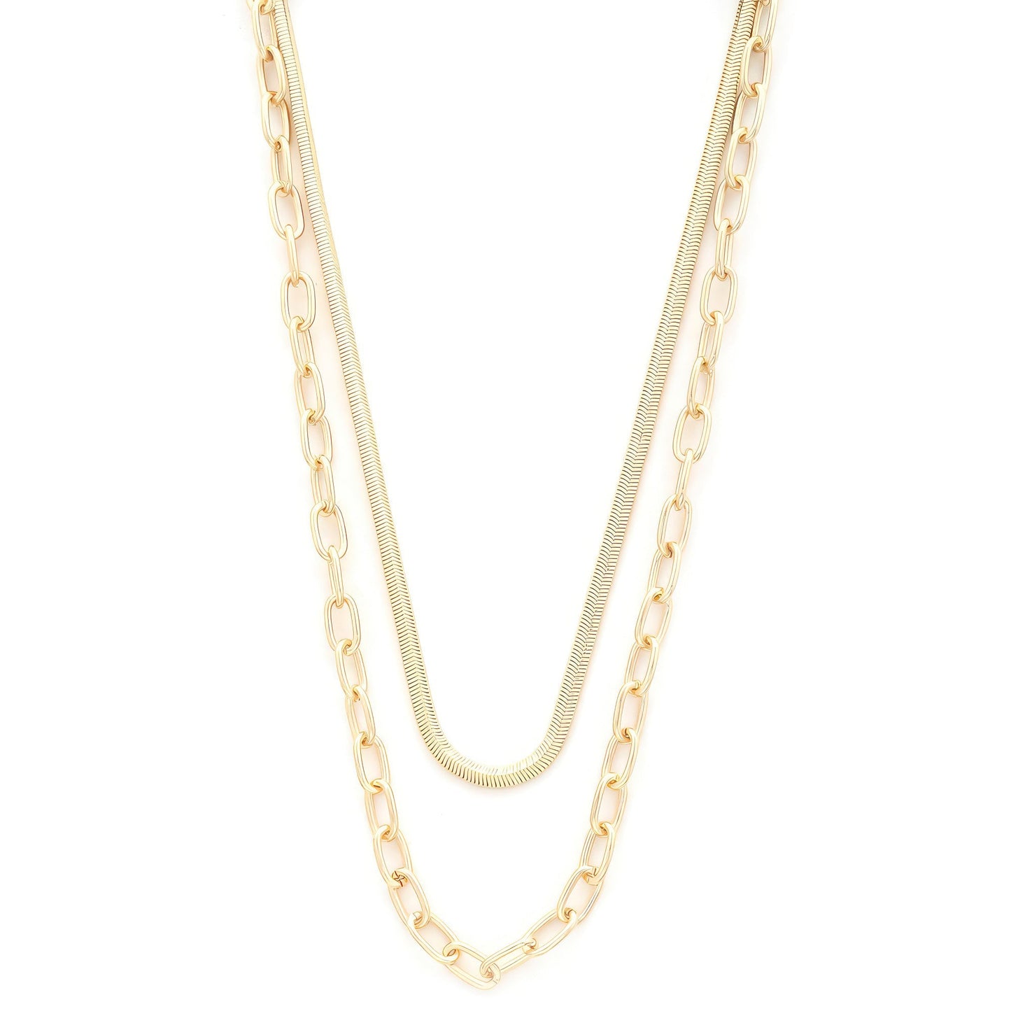 Flat Snake Oval Link Layered Necklace - Premium  from ZLA - Just $12! Shop now at ZLA