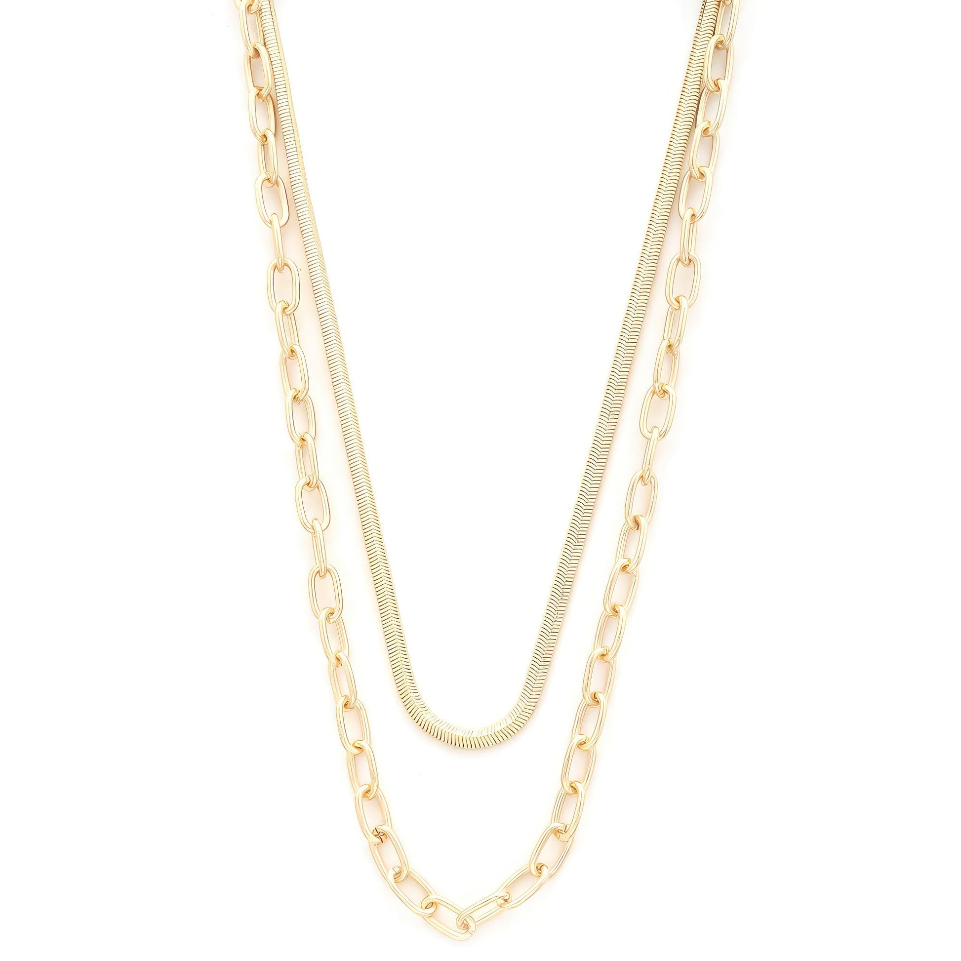 Flat Snake Oval Link Layered Necklace - Premium  from ZLA - Just $12! Shop now at ZLA