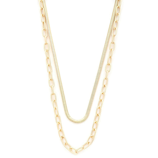 Flat Snake Oval Link Layered Necklace - Premium  from ZLA - Just $12! Shop now at ZLA