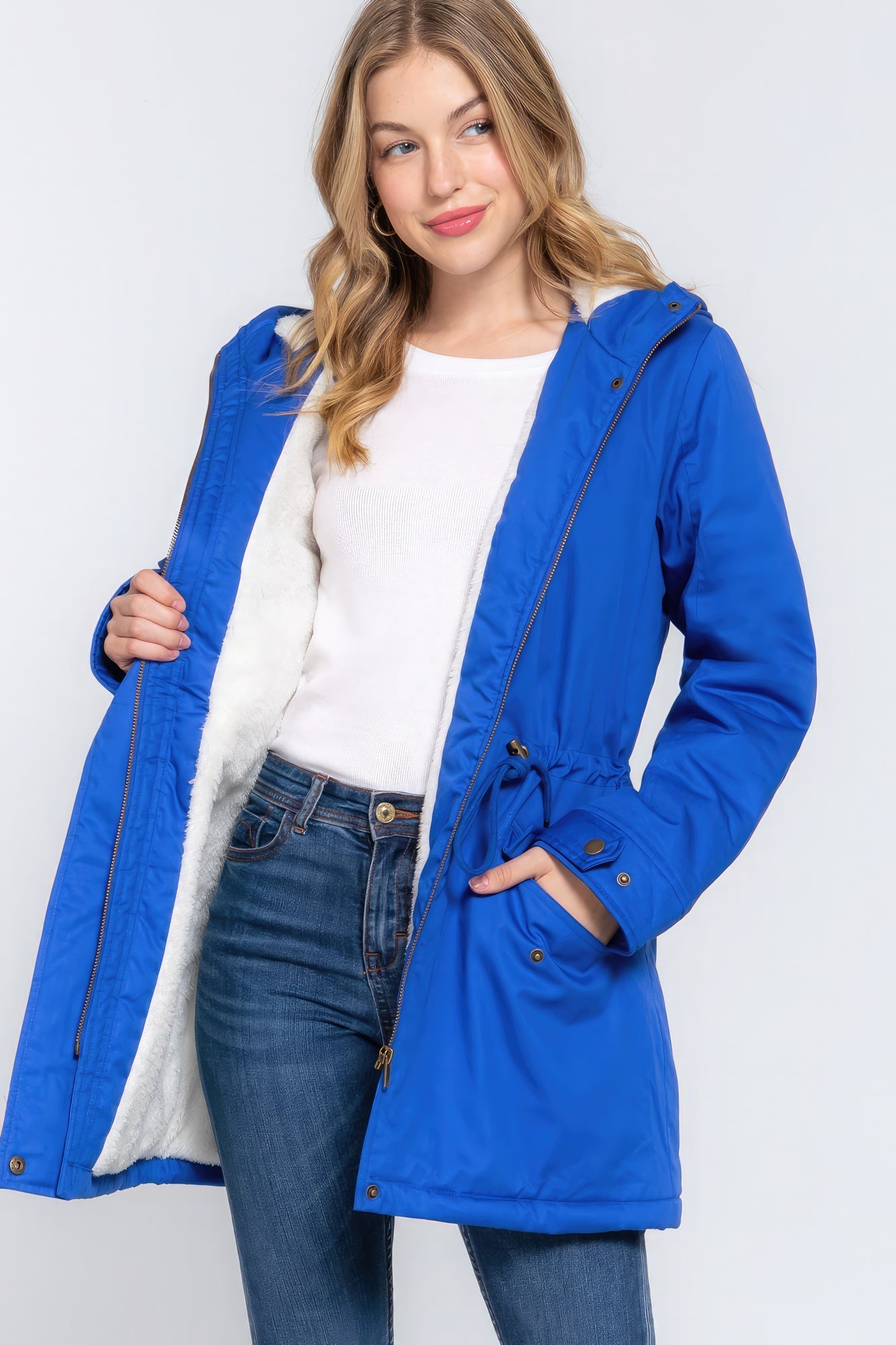 Fleece Lined Fur Hoodie Utility Jacket - Premium  from ZLA - Just $46! Shop now at ZLA