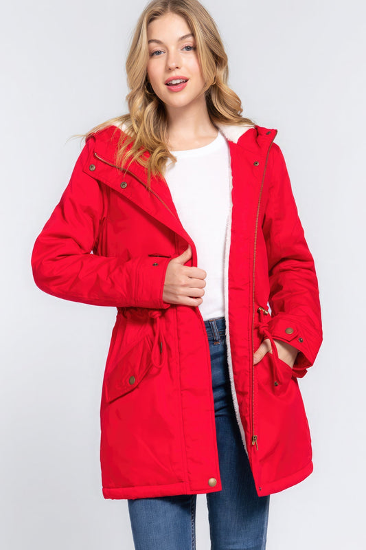Fleece Lined Fur Hoodie Utility Jacket - Premium  from ZLA - Just $46! Shop now at ZLA