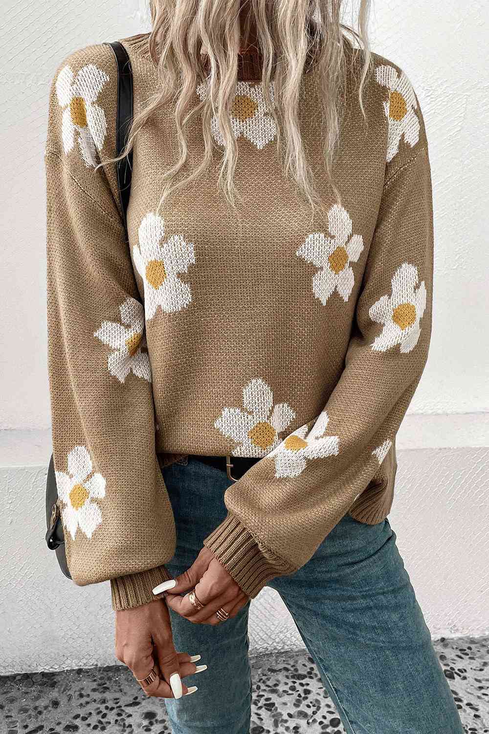 Floral Dropped Shoulder Sweater - Premium  from Trendsi - Just $30! Shop now at ZLA