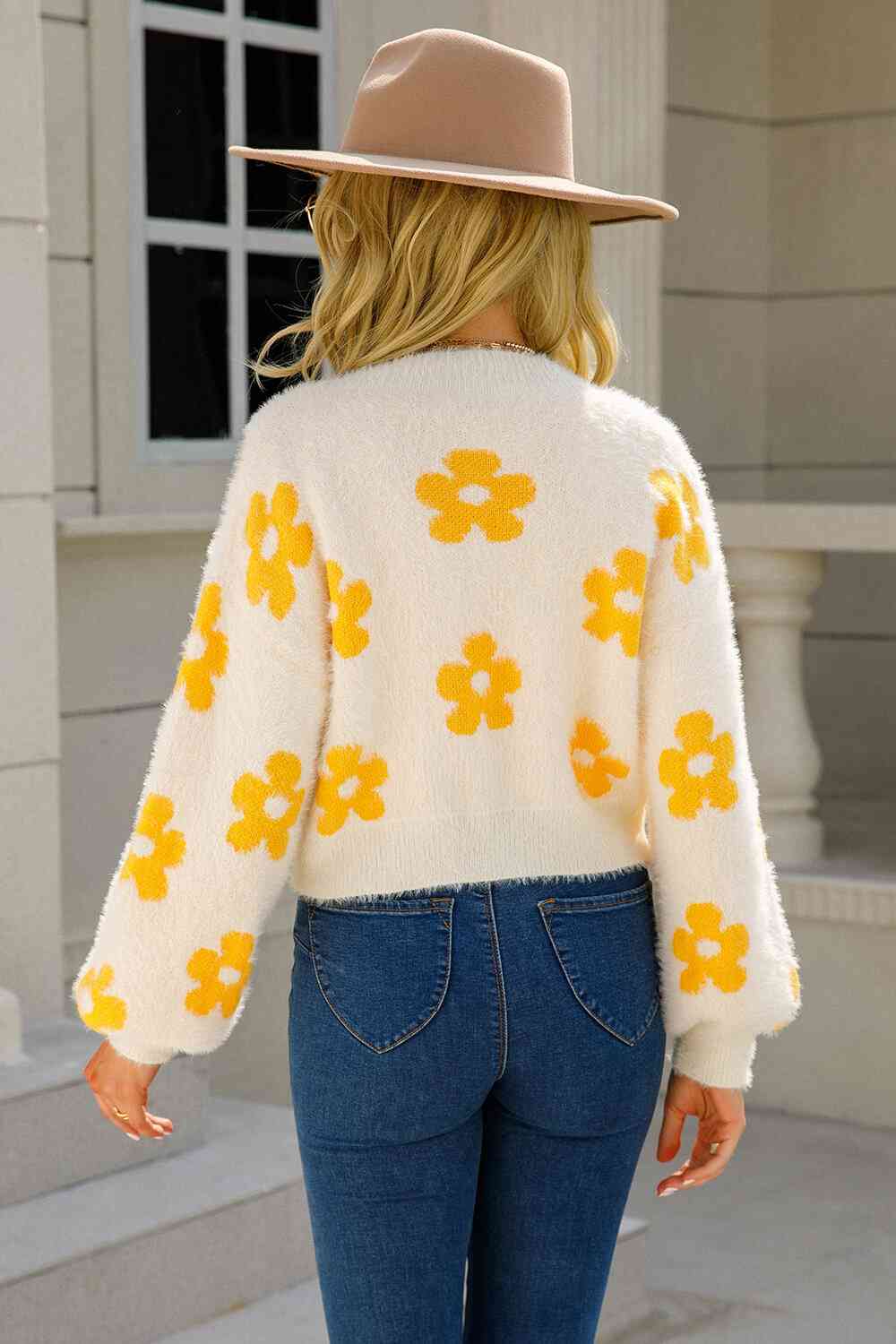 Floral Open Front Fuzzy Cardigan - Premium  from Trendsi - Just $38! Shop now at ZLA