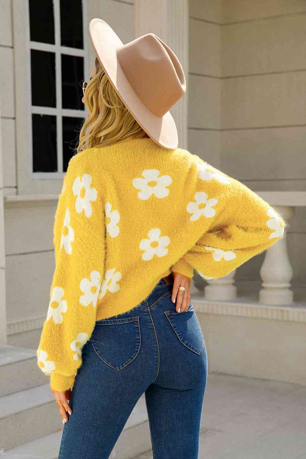 Floral Open Front Fuzzy Cardigan - Premium  from Trendsi - Just $38! Shop now at ZLA
