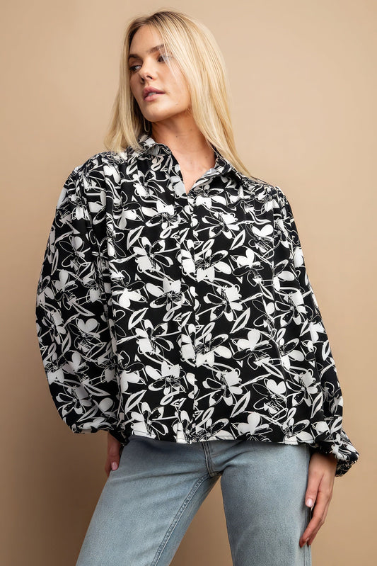 Floral Print Button Down Blouse - Premium  from ZLA - Just $39! Shop now at ZLA
