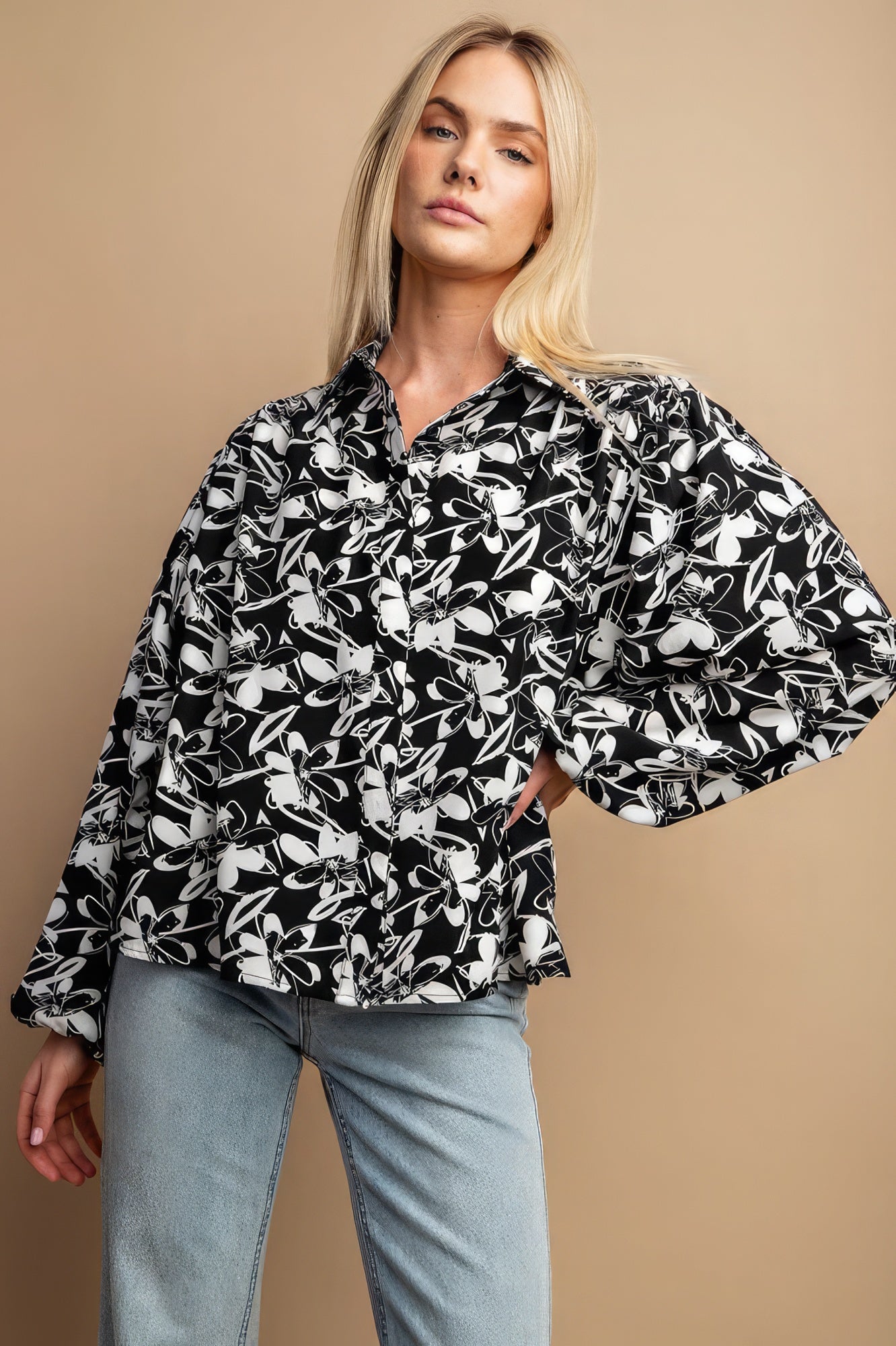 Floral Print Button Down Blouse - Premium  from ZLA - Just $39! Shop now at ZLA