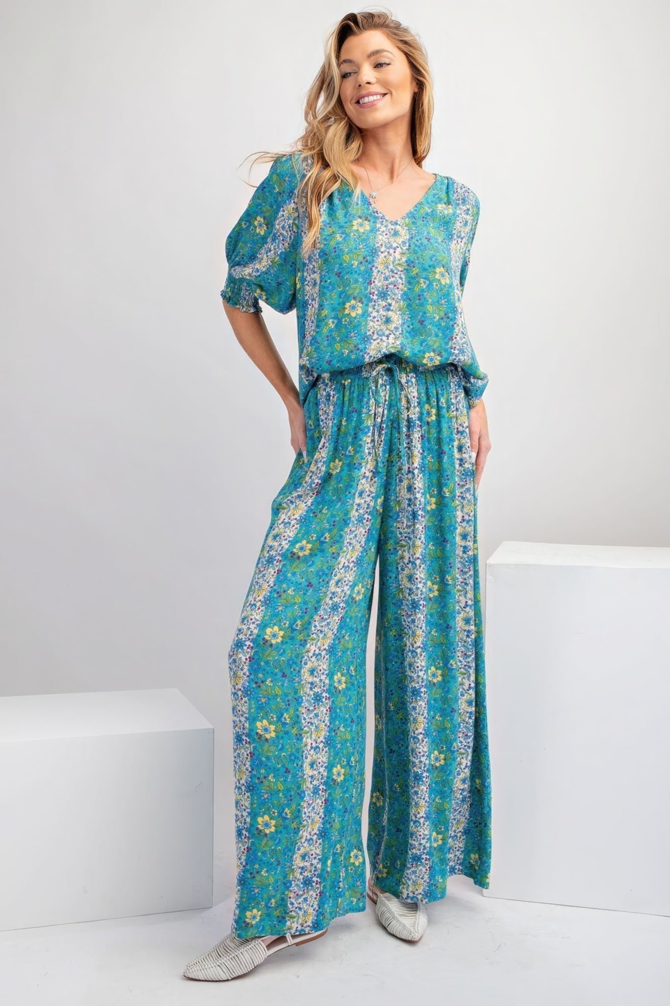 Floral Print Gauze Palazzo Pants - Premium  from ZLA - Just $54.50! Shop now at ZLA