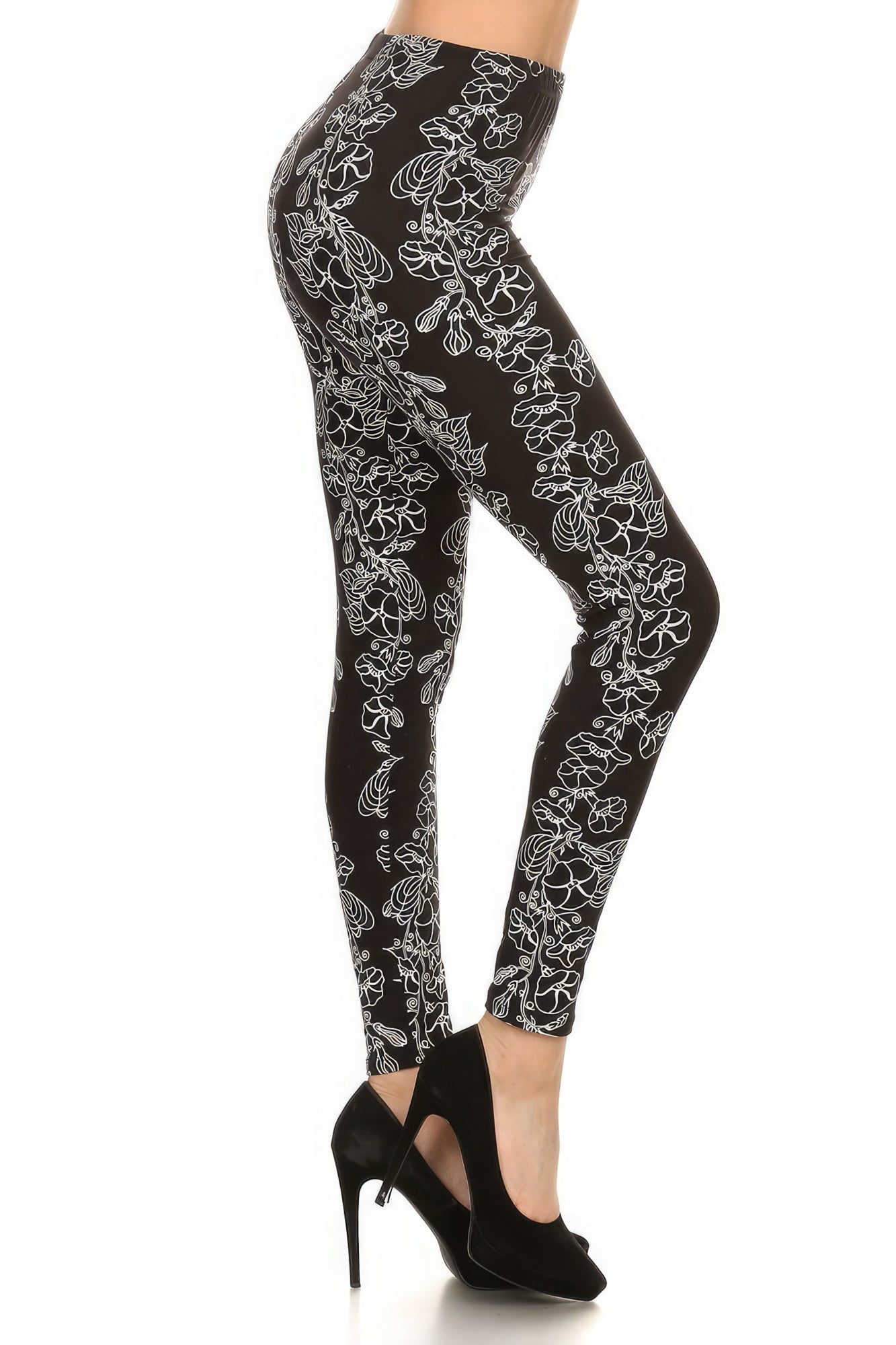 Floral Print High Waist Basic Solid Leggings - Premium  from ZLA - Just $4! Shop now at ZLA