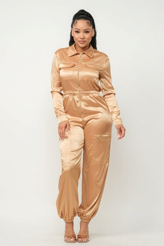 Front Zipper Pockets Top And Pants Jumpsuit - Premium  from ZLA - Just $73! Shop now at ZLA