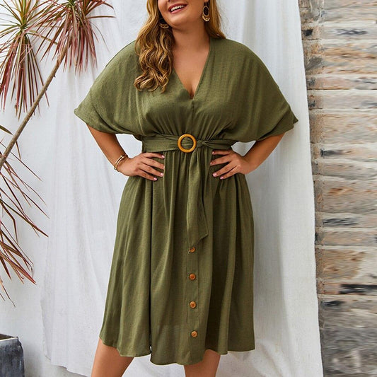 Full Sleeve V Neck Dress - ZLA