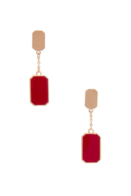 Gem Emerald Shape Dangle Earring - ZLA