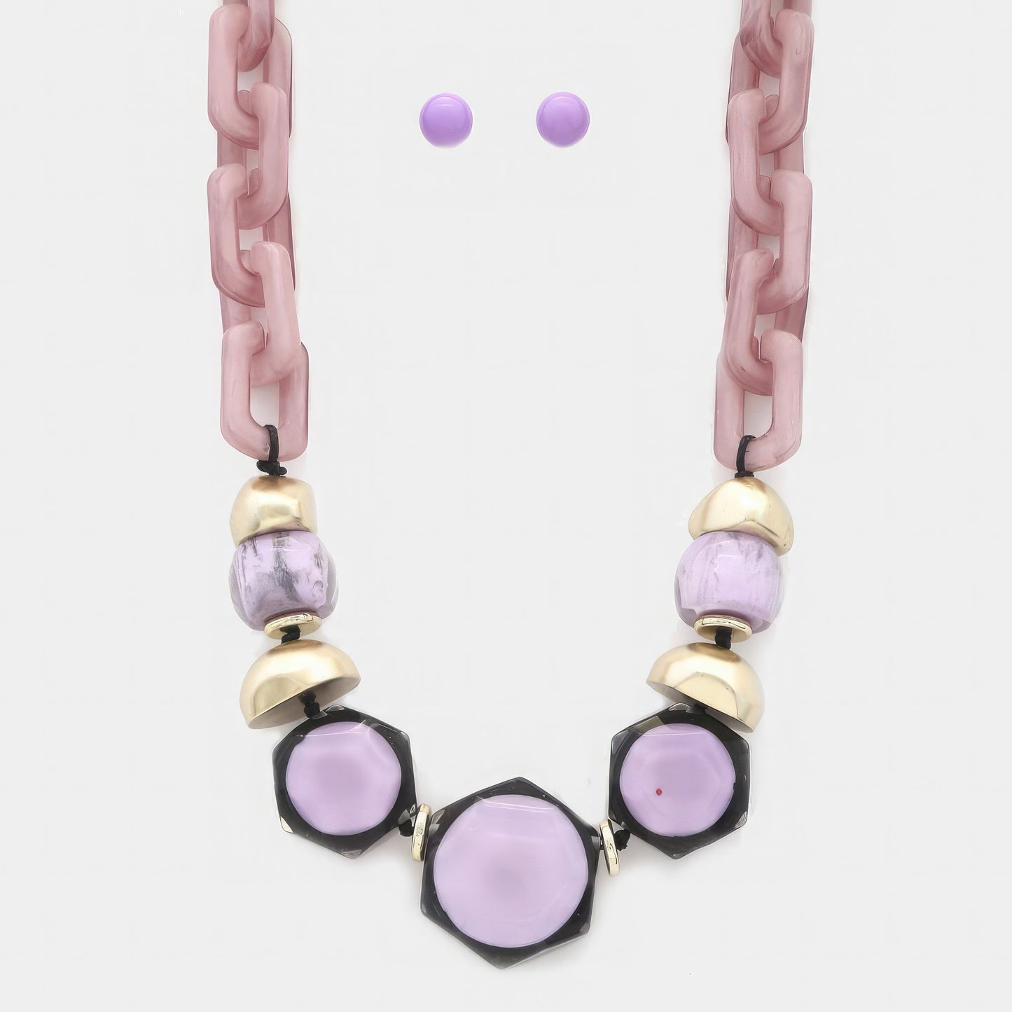Hexagon Shape Link Oval Link Necklace - ZLA