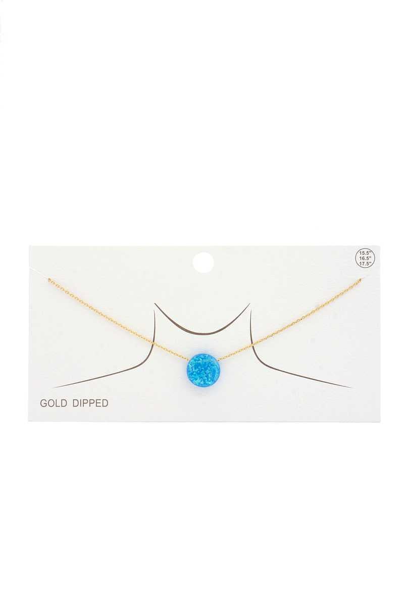 Iridescent Circle Gold Dipped Necklace - ZLA