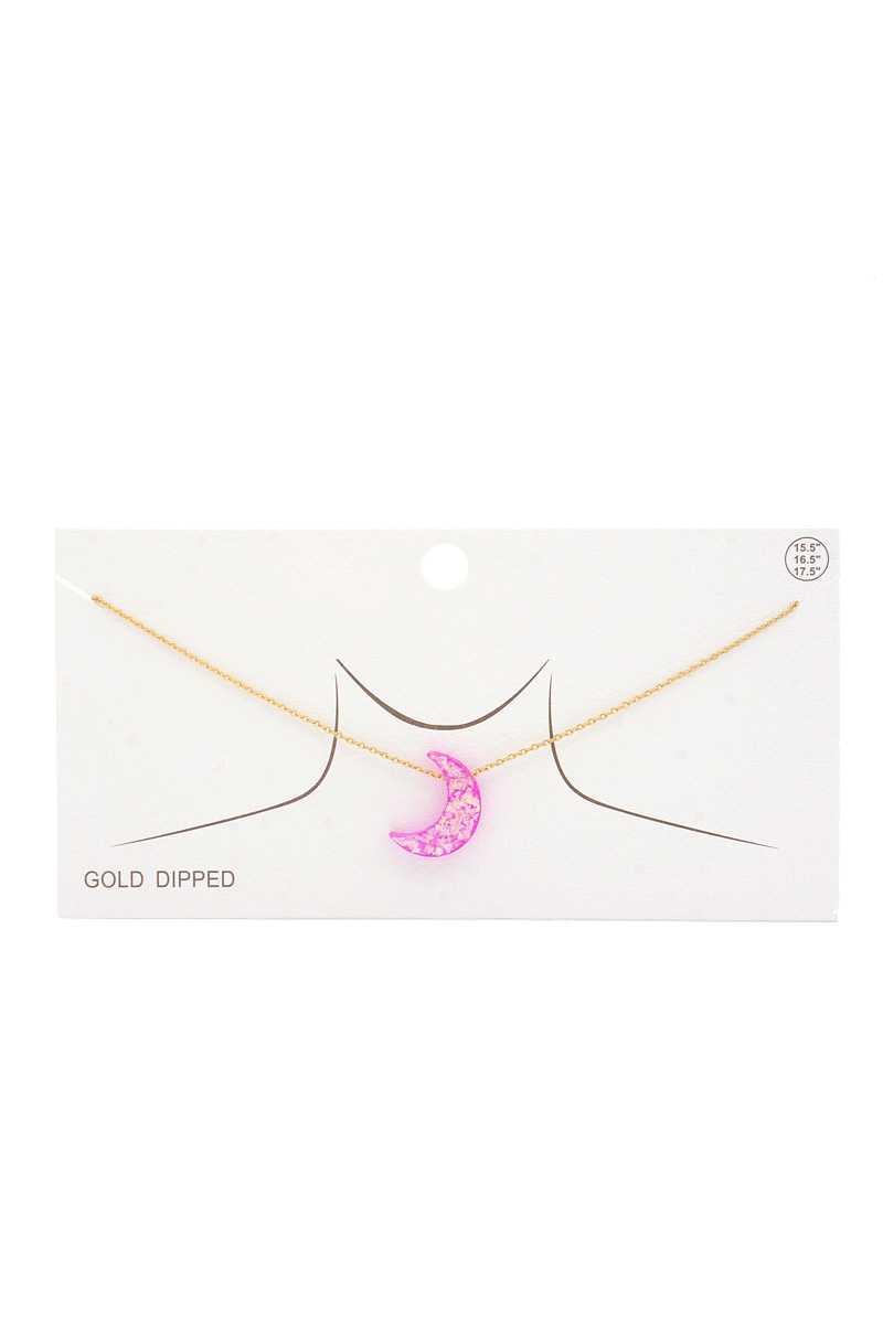 Iridescent Moon Gold Dipped Necklace - ZLA