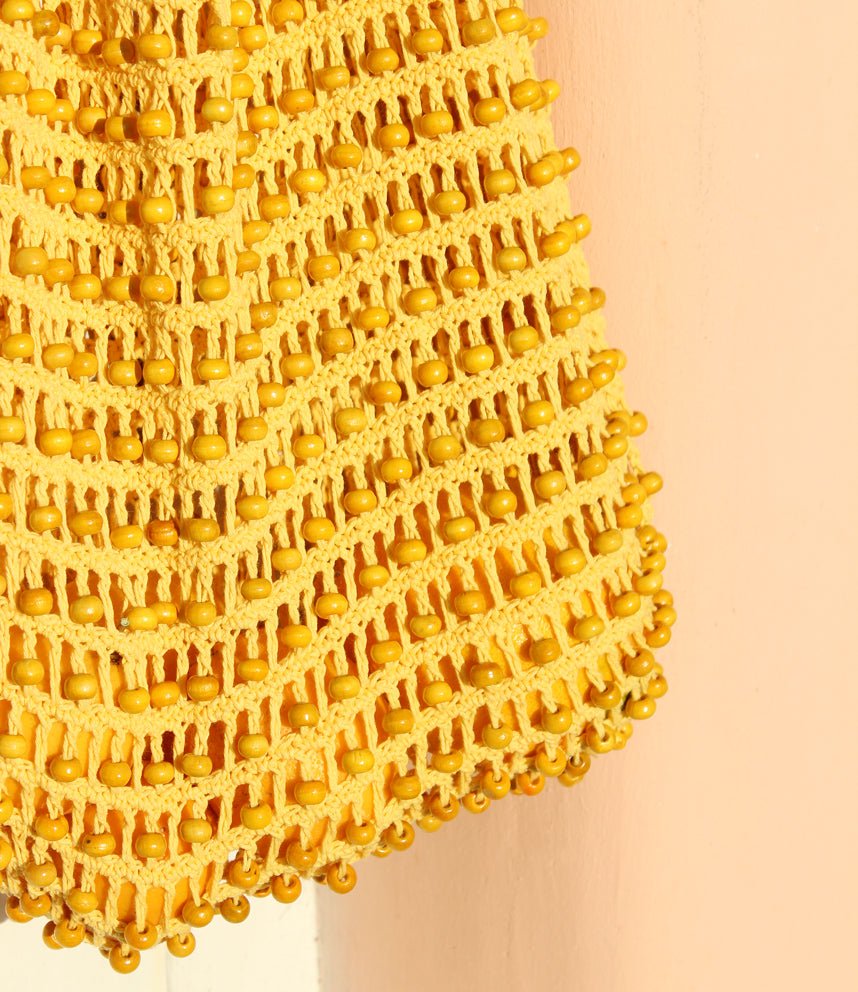Karma Wooden Beads Crochet Bag in Pale Yellow - Premium  from BrunnaCo - Just $64.50! Shop now at ZLA