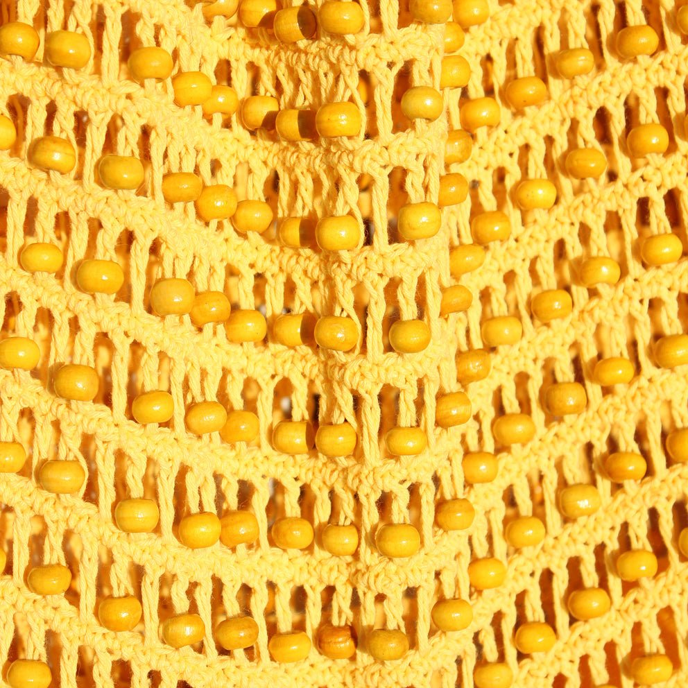 Karma Wooden Beads Crochet Bag in Pale Yellow - Premium  from BrunnaCo - Just $64.50! Shop now at ZLA