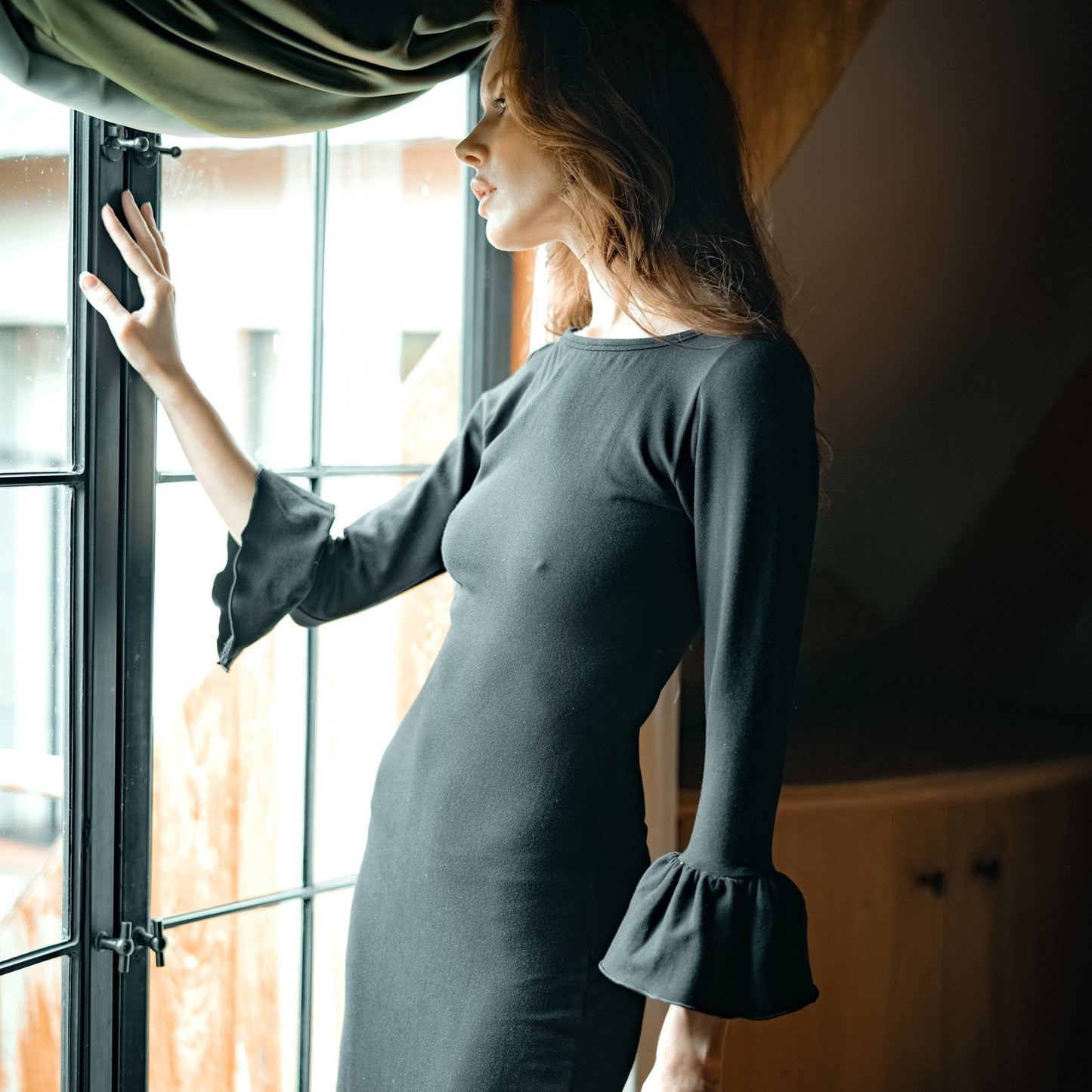 MARJORIE Bamboo Ruffle Dress, in Black - Premium  from BrunnaCo - Just $132! Shop now at ZLA