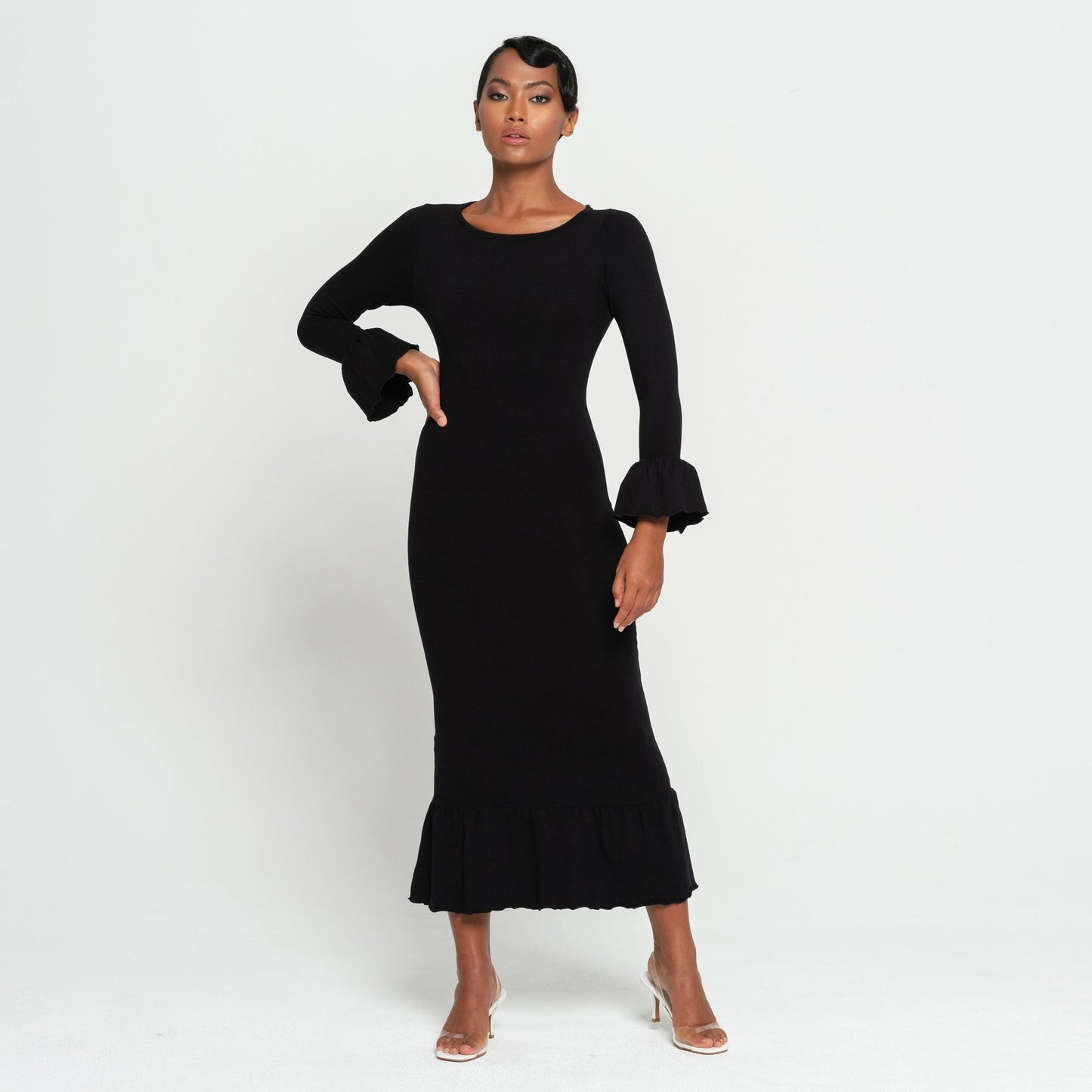 MARJORIE Bamboo Ruffle Dress, in Black - Premium  from BrunnaCo - Just $132! Shop now at ZLA