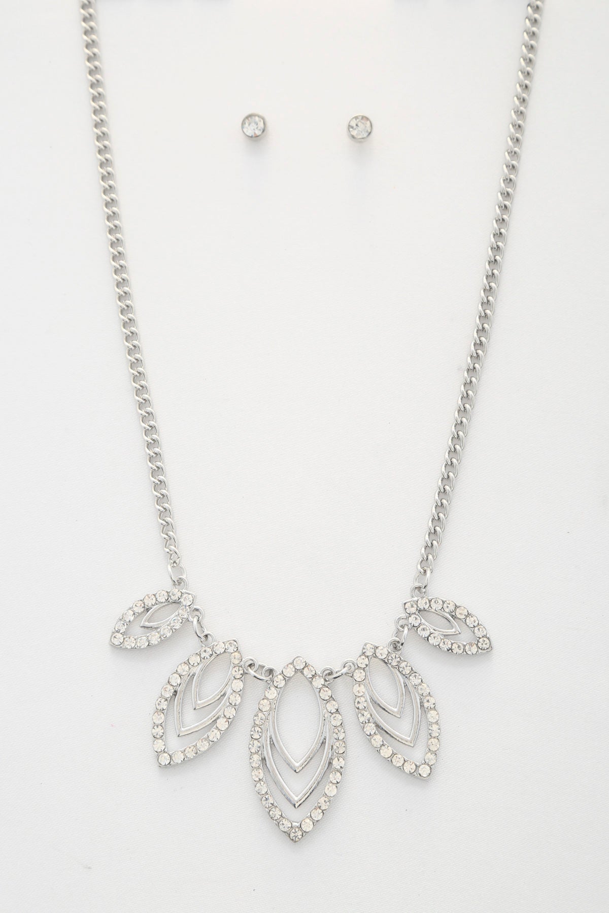 Marquise Rhinestone Link Metal Necklace - ZLA