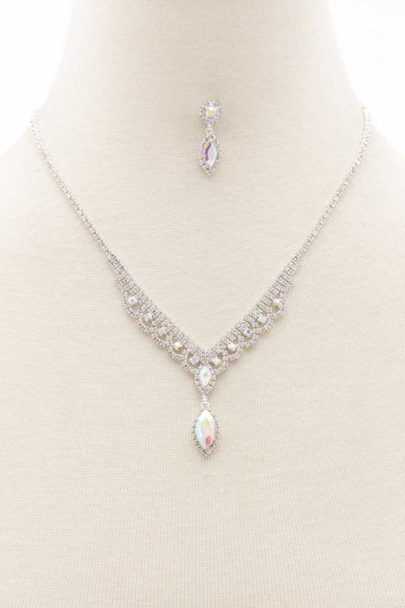 Marquise Shape Rhinestone Necklace - ZLA