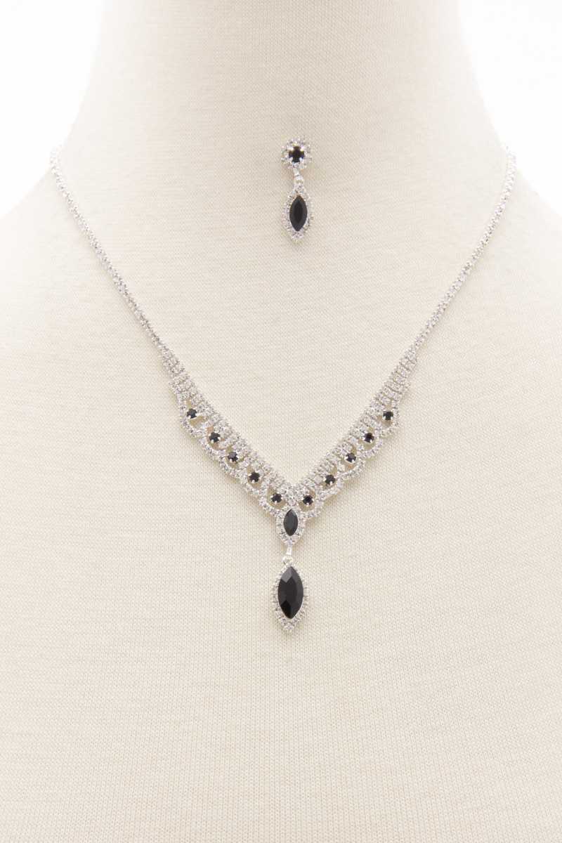 Marquise Shape Rhinestone Necklace - ZLA