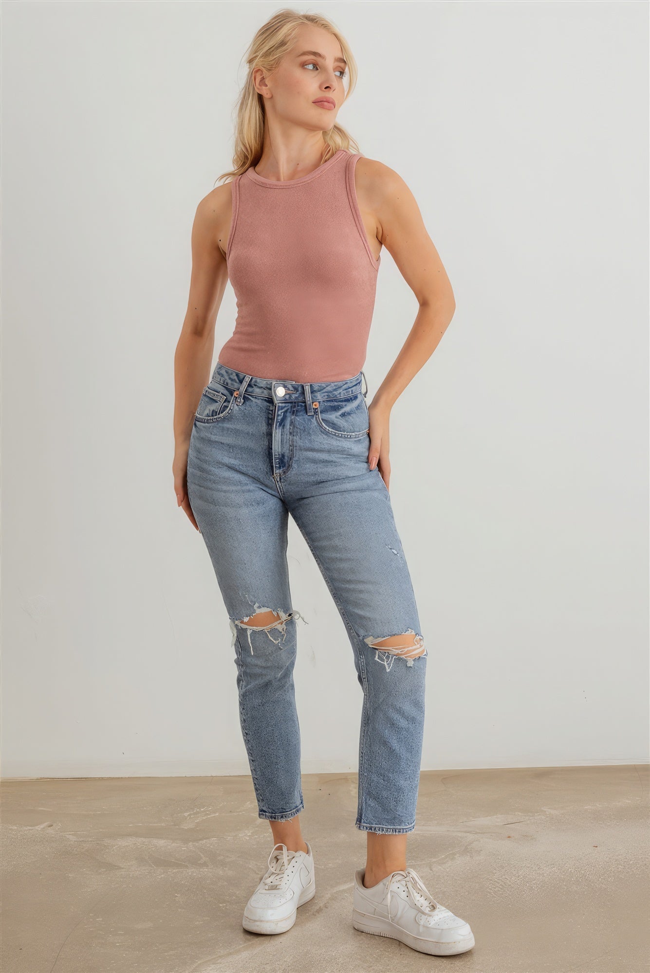 Mauve Knit Sleeveless Bodysuit - Premium  from ZLA - Just $20! Shop now at ZLA