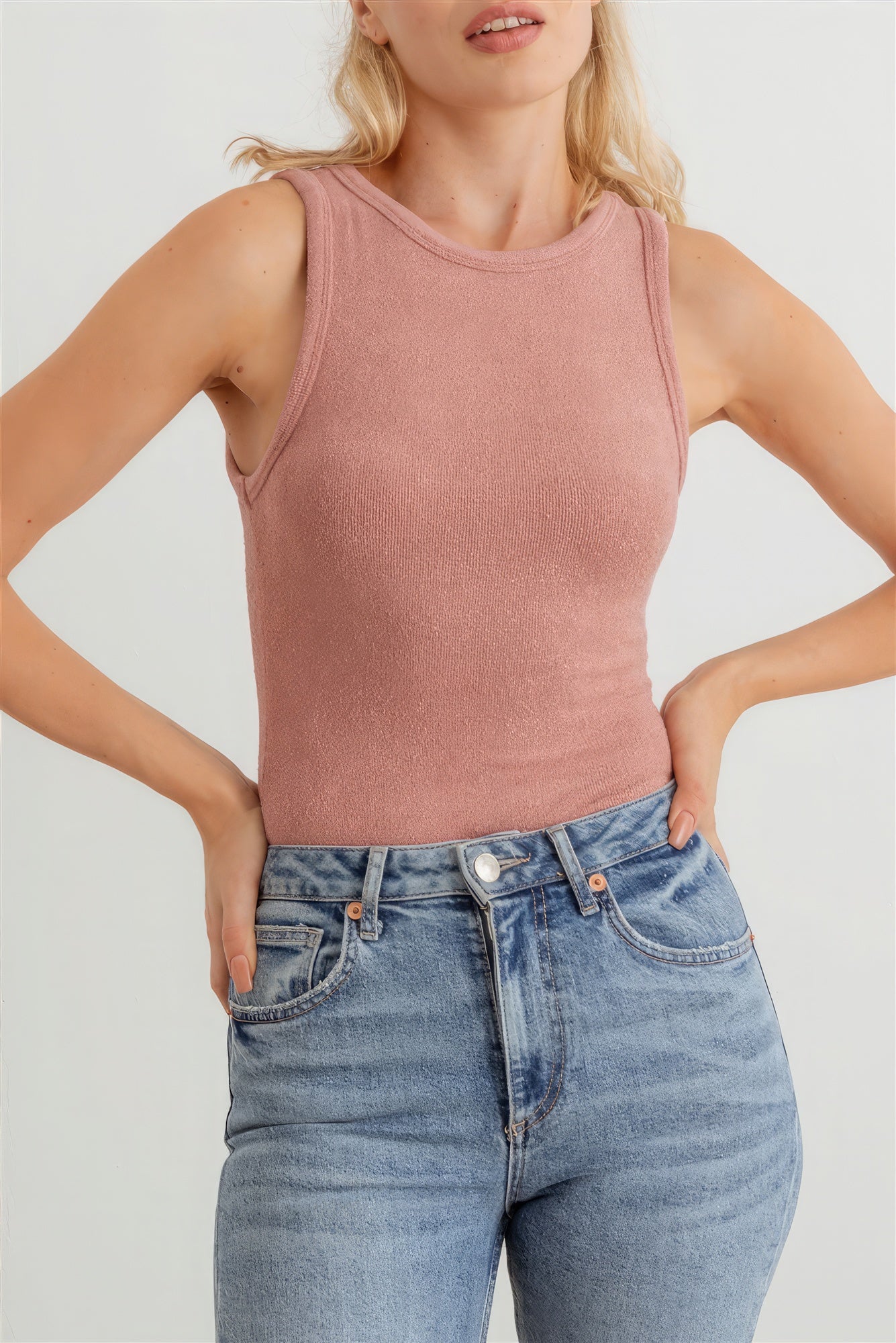 Mauve Knit Sleeveless Bodysuit - Premium  from ZLA - Just $20! Shop now at ZLA