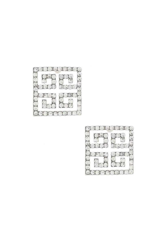 Maze Square Rhinestone Earring - ZLA