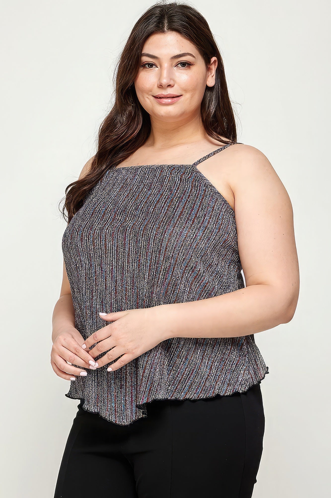 Metallic Stripe Handkerchief Plus Size Top - Premium  from ZLA - Just $31! Shop now at ZLA