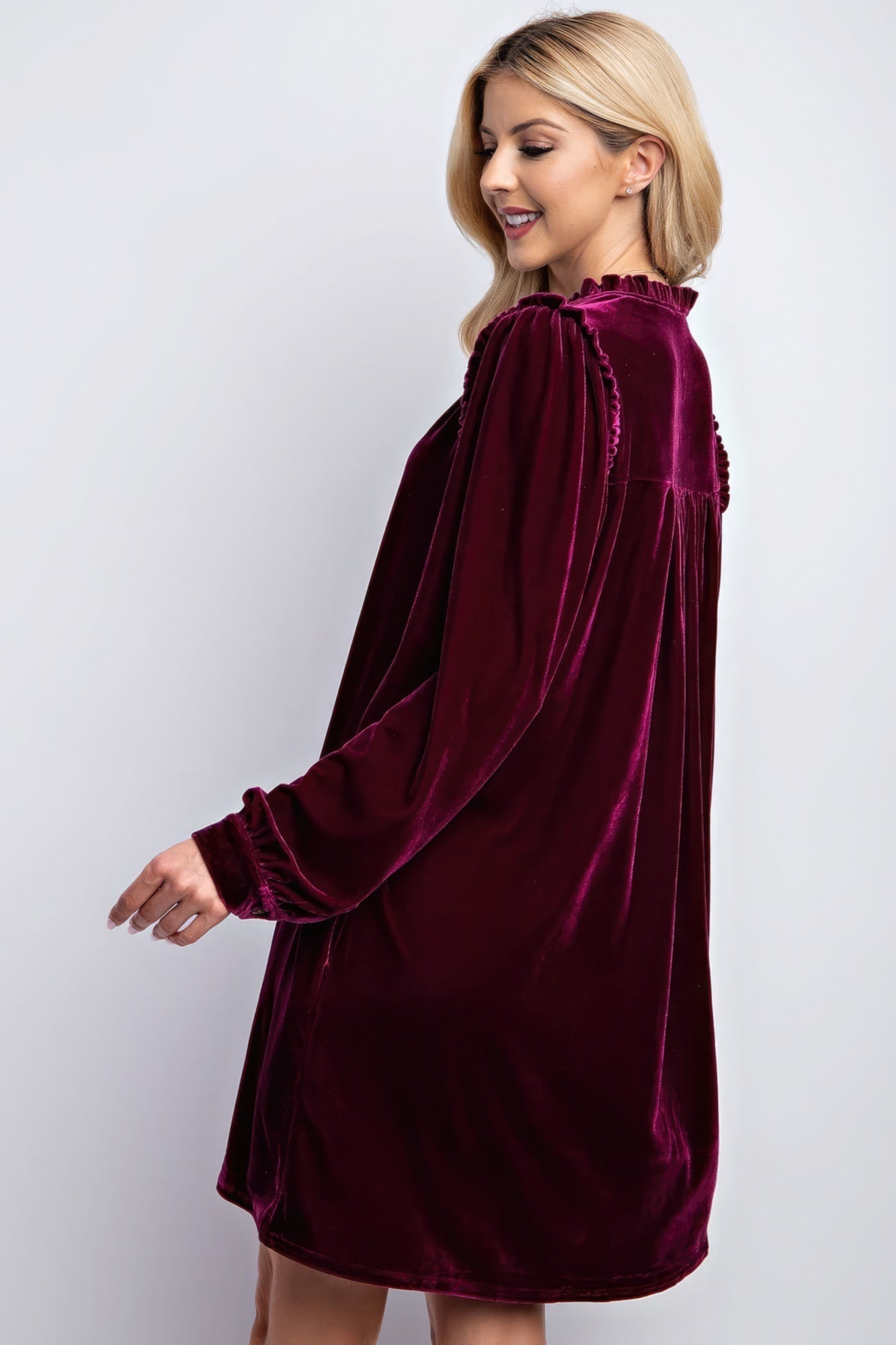 Mini Ruffle Detailing Velvet Dress - Premium  from ZLA - Just $54.50! Shop now at ZLA