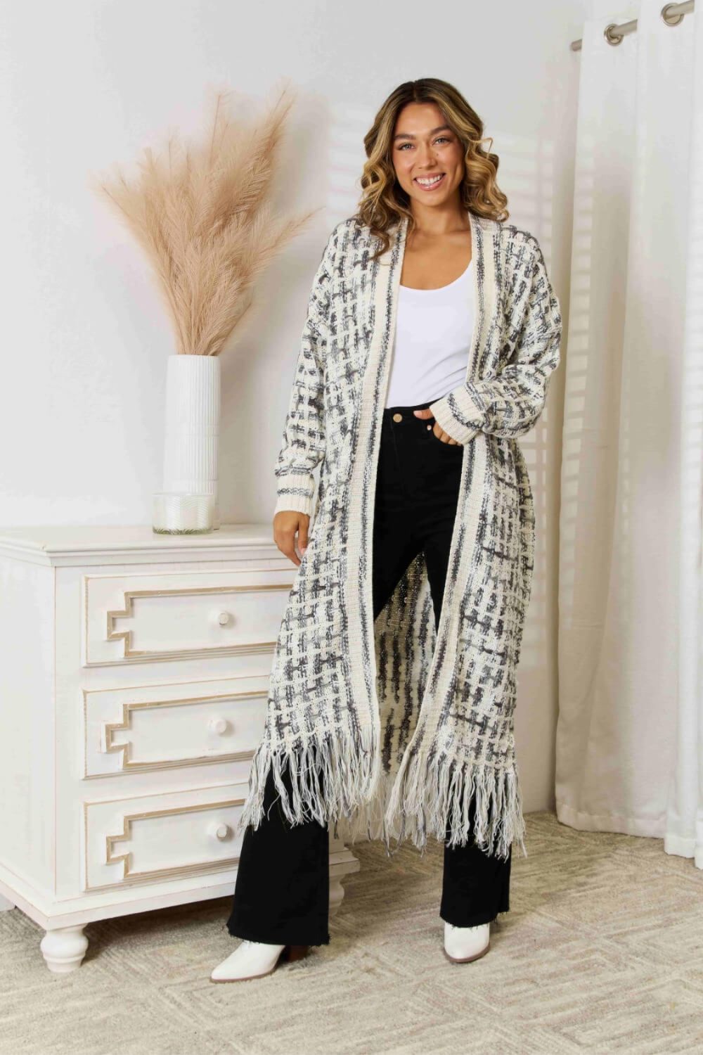 Multicolored Open Front Fringe Hem Cardigan - Premium  from Trendsi - Just $52! Shop now at ZLA