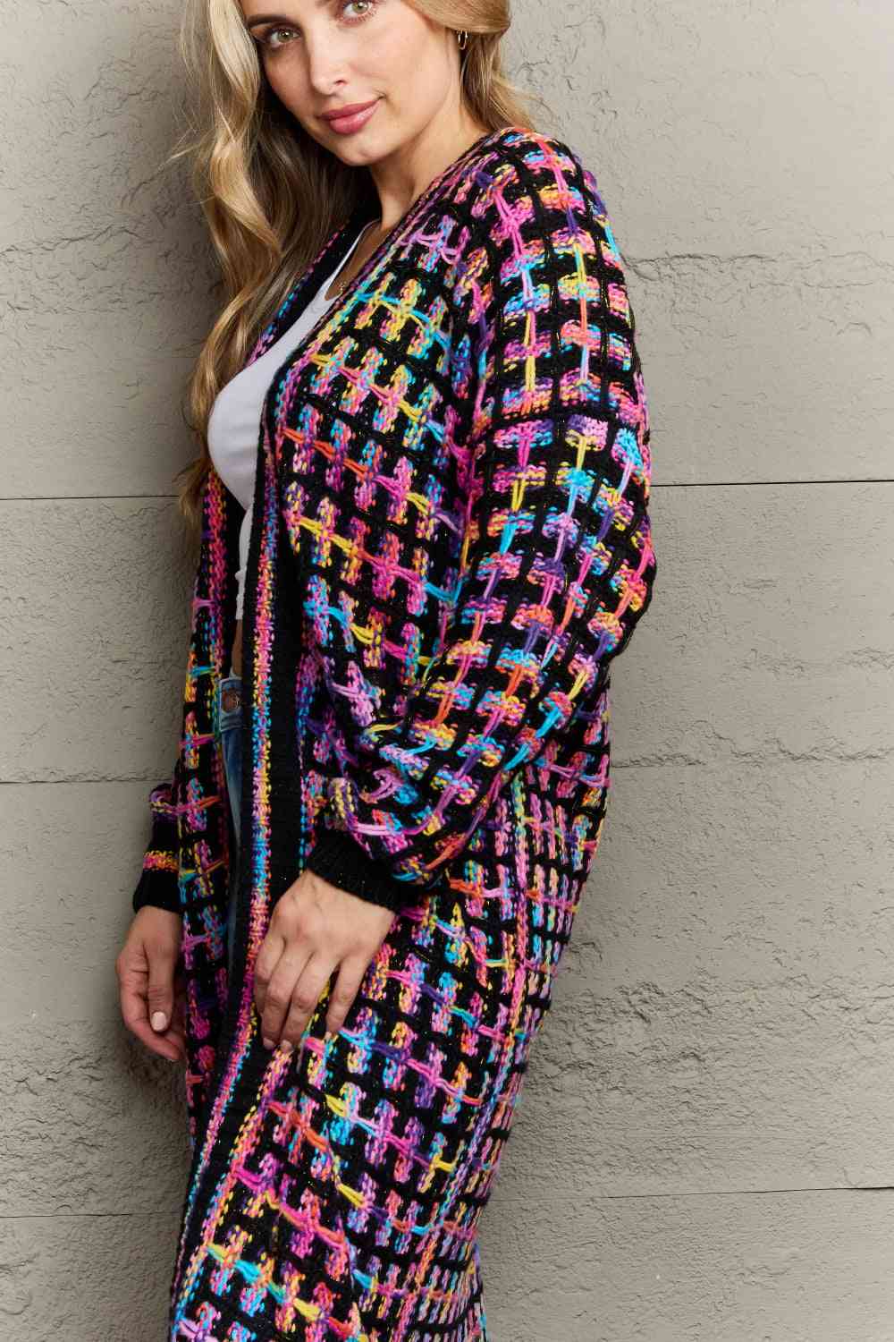 Multicolored Open Front Fringe Hem Cardigan - Premium  from Trendsi - Just $52! Shop now at ZLA