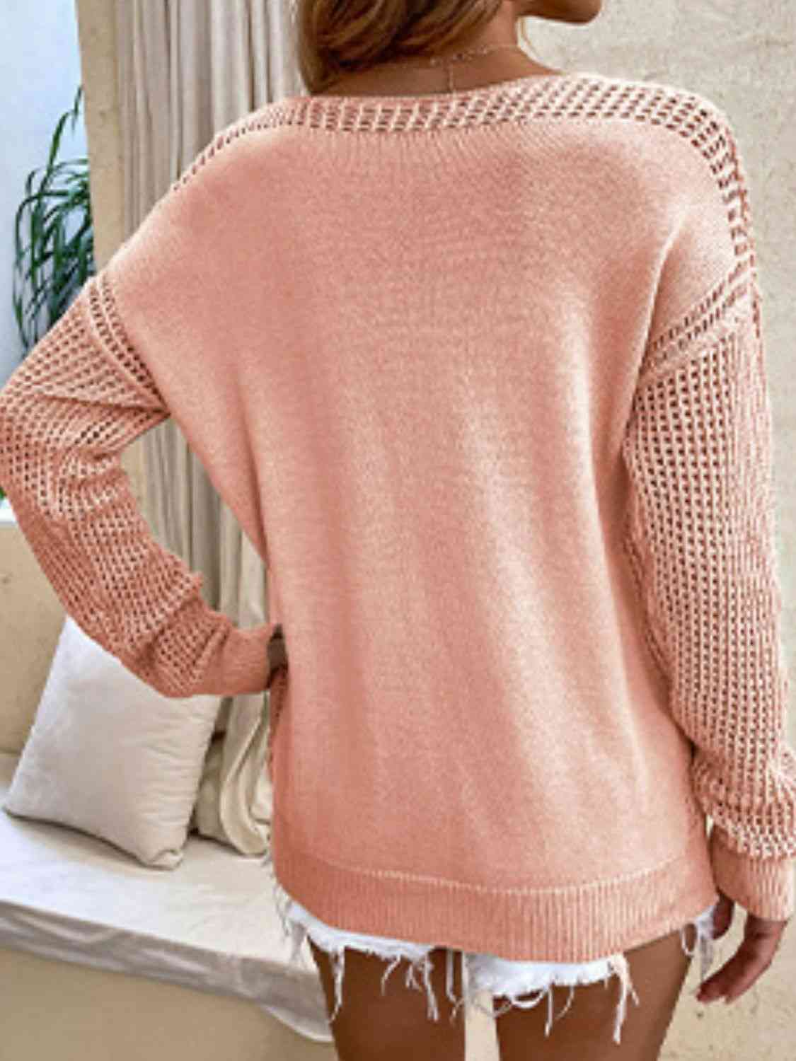 Openwork V-Neck Sweater - Premium  from Trendsi - Just $32! Shop now at ZLA