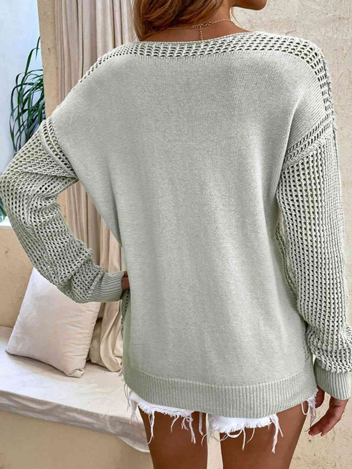 Openwork V-Neck Sweater - Premium  from Trendsi - Just $32! Shop now at ZLA