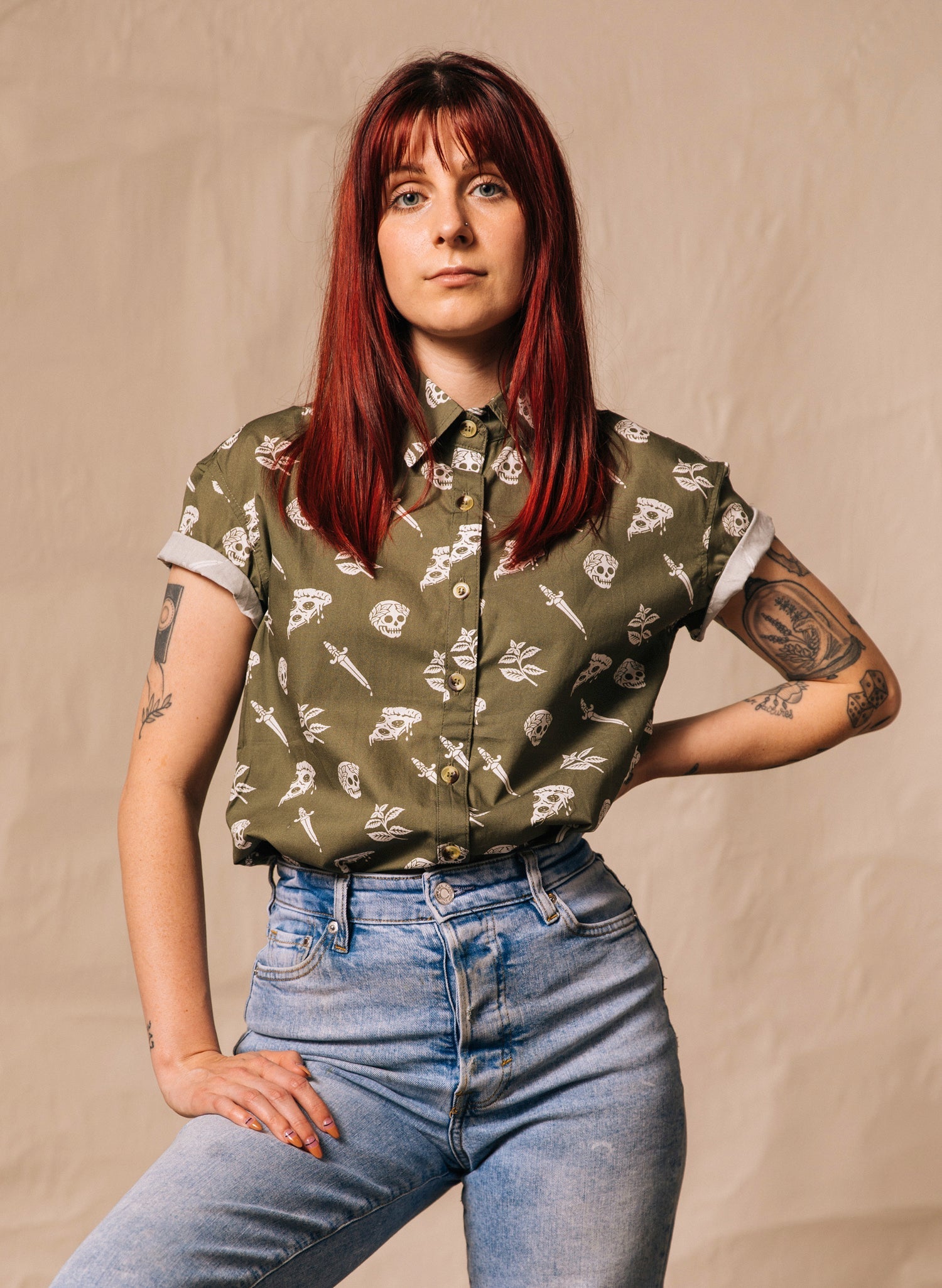 Pizza Slayer Women's Button-Up Top - Premium  from Pyknic - Just $48! Shop now at ZLA