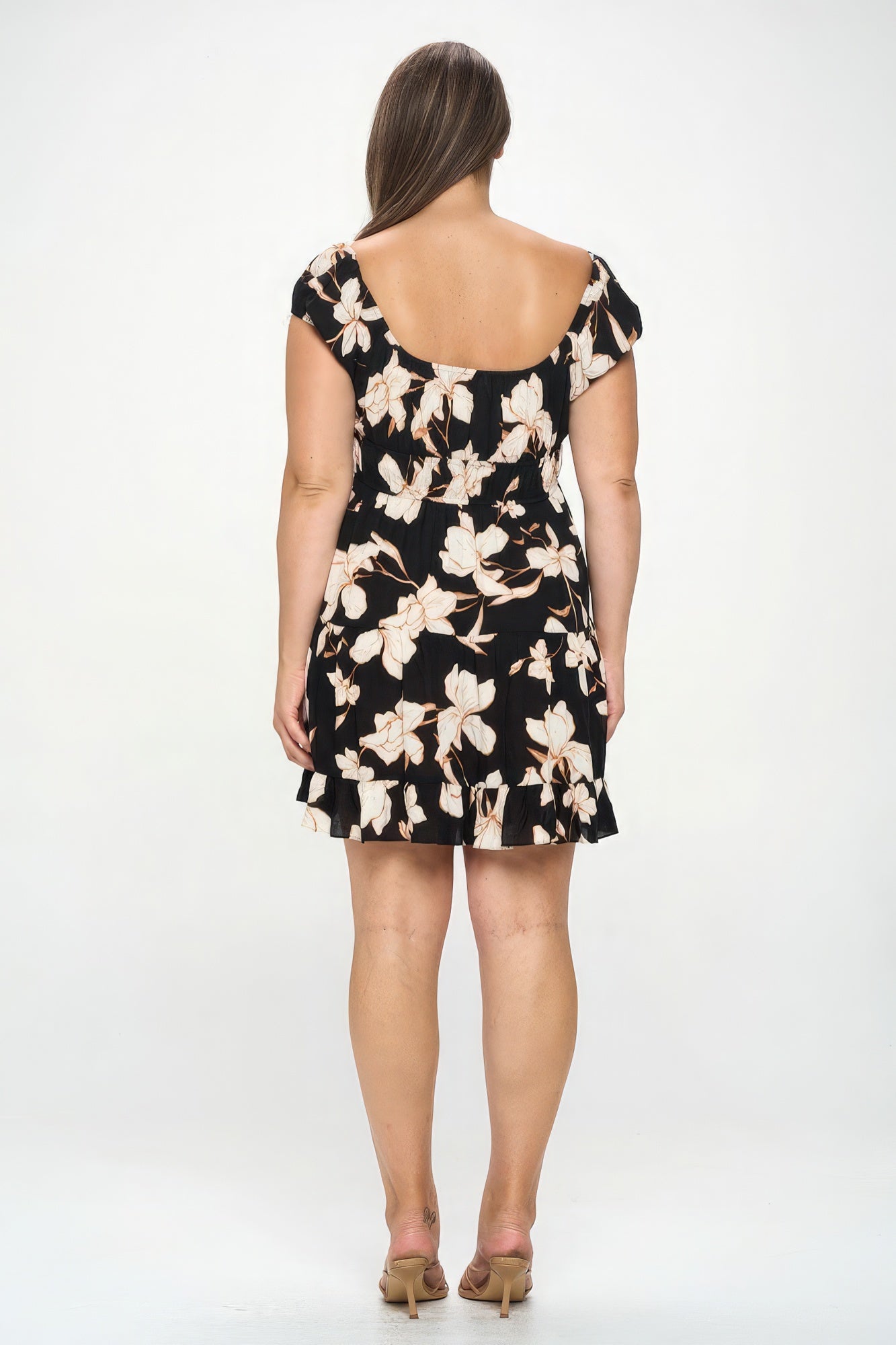 Plus Big Floral Front Tie Ruffle Mini Dress - Premium  from ZLA - Just $38.50! Shop now at ZLA