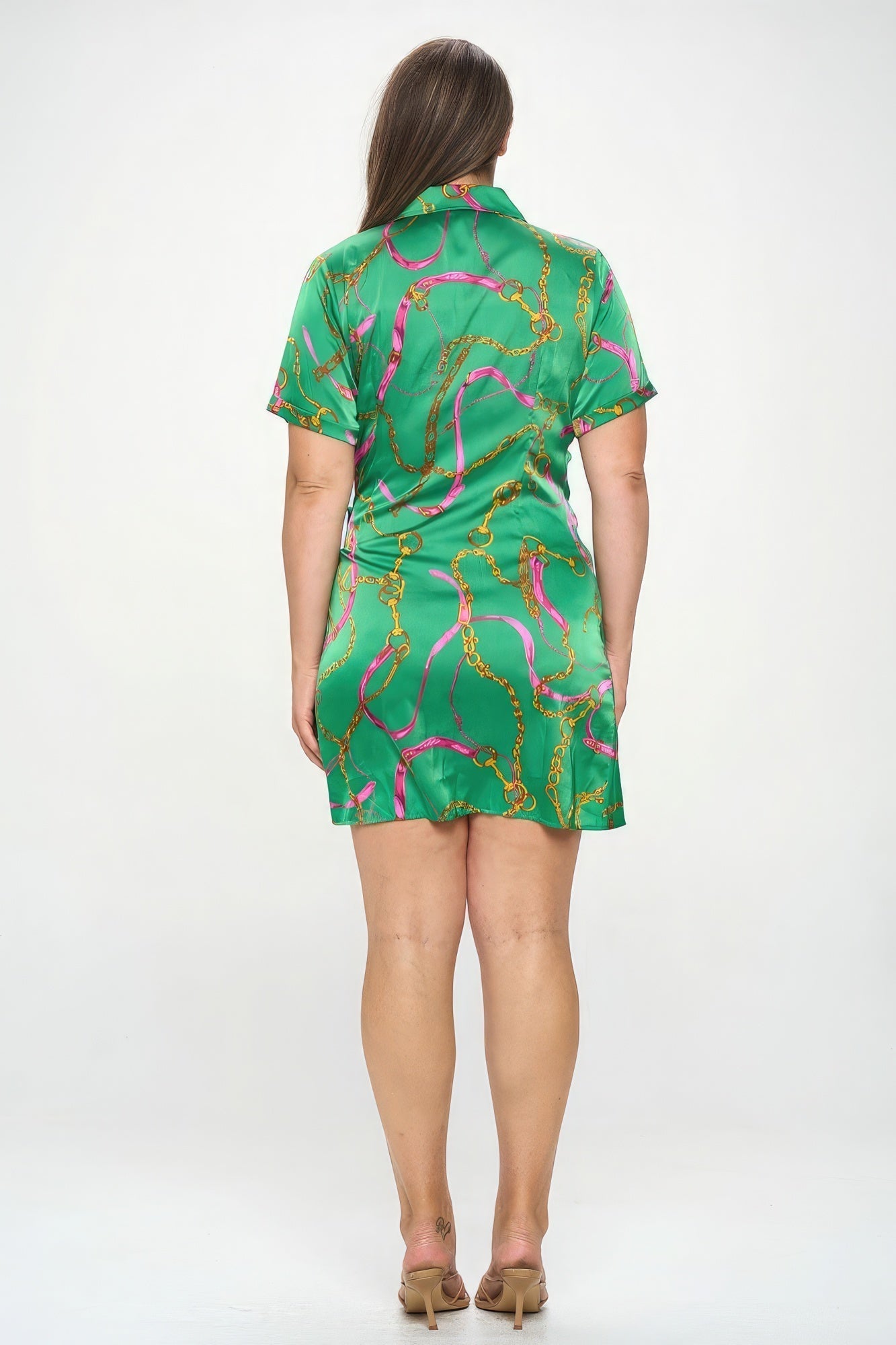 Plus Chain Belt Print Short Sleeve Wrap Tie Dress - Premium  from ZLA - Just $42.50! Shop now at ZLA