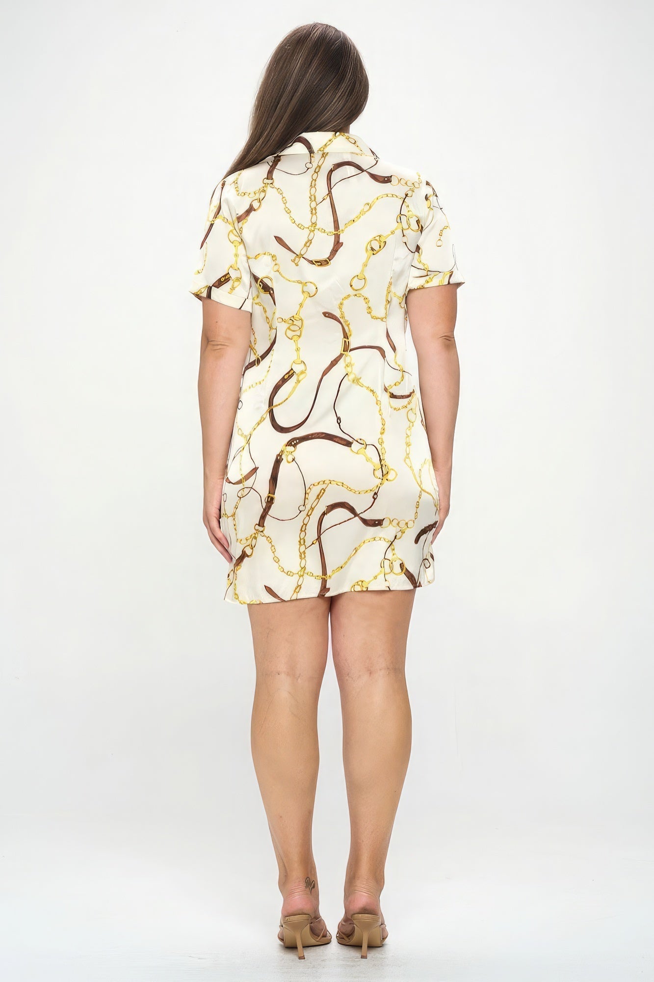 Plus Chain Belt Print Short Sleeve Wrap Tie Dress - Premium  from ZLA - Just $42.50! Shop now at ZLA
