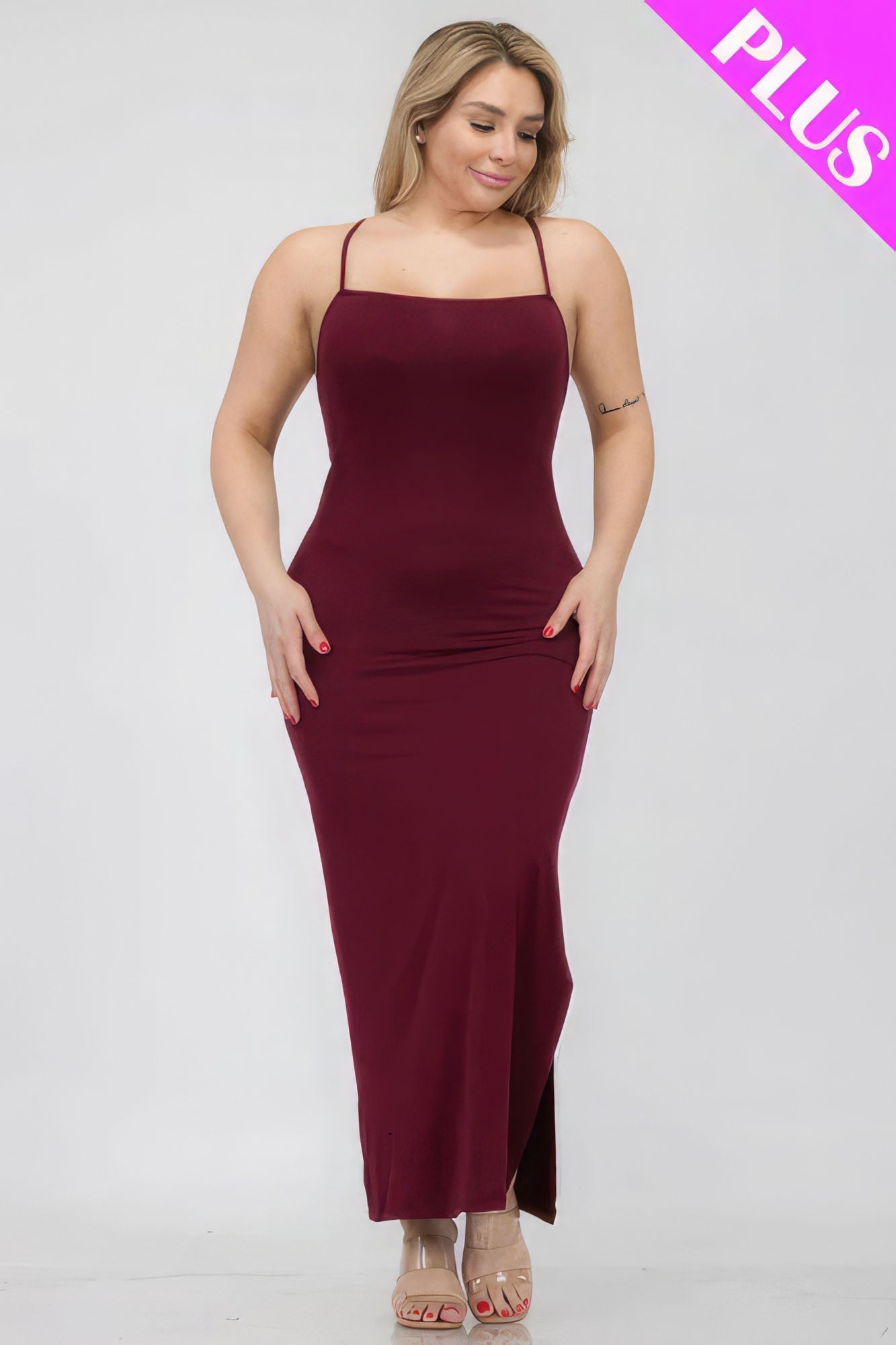 Plus Size Crisscross Back Split Thigh Maxi Dress - Premium  from ZLA - Just $20! Shop now at ZLA
