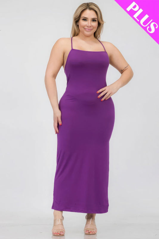 Plus Size Crisscross Back Split Thigh Maxi Dress - Premium  from ZLA - Just $20! Shop now at ZLA