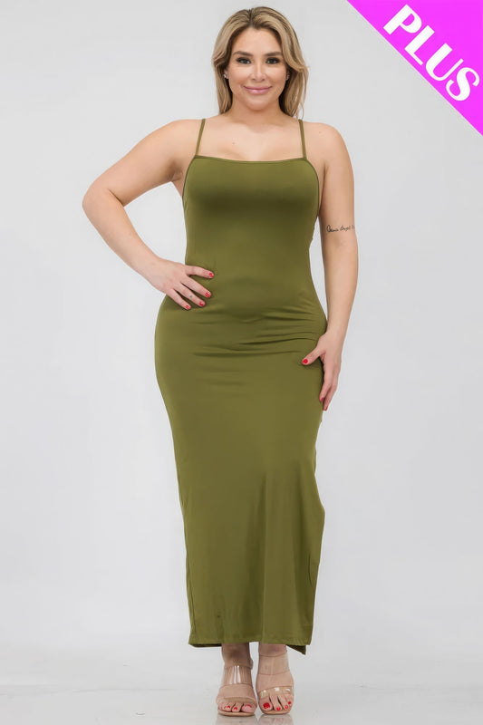 Plus Size Crisscross Back Split Thigh Maxi Dress - Premium  from ZLA - Just $20! Shop now at ZLA