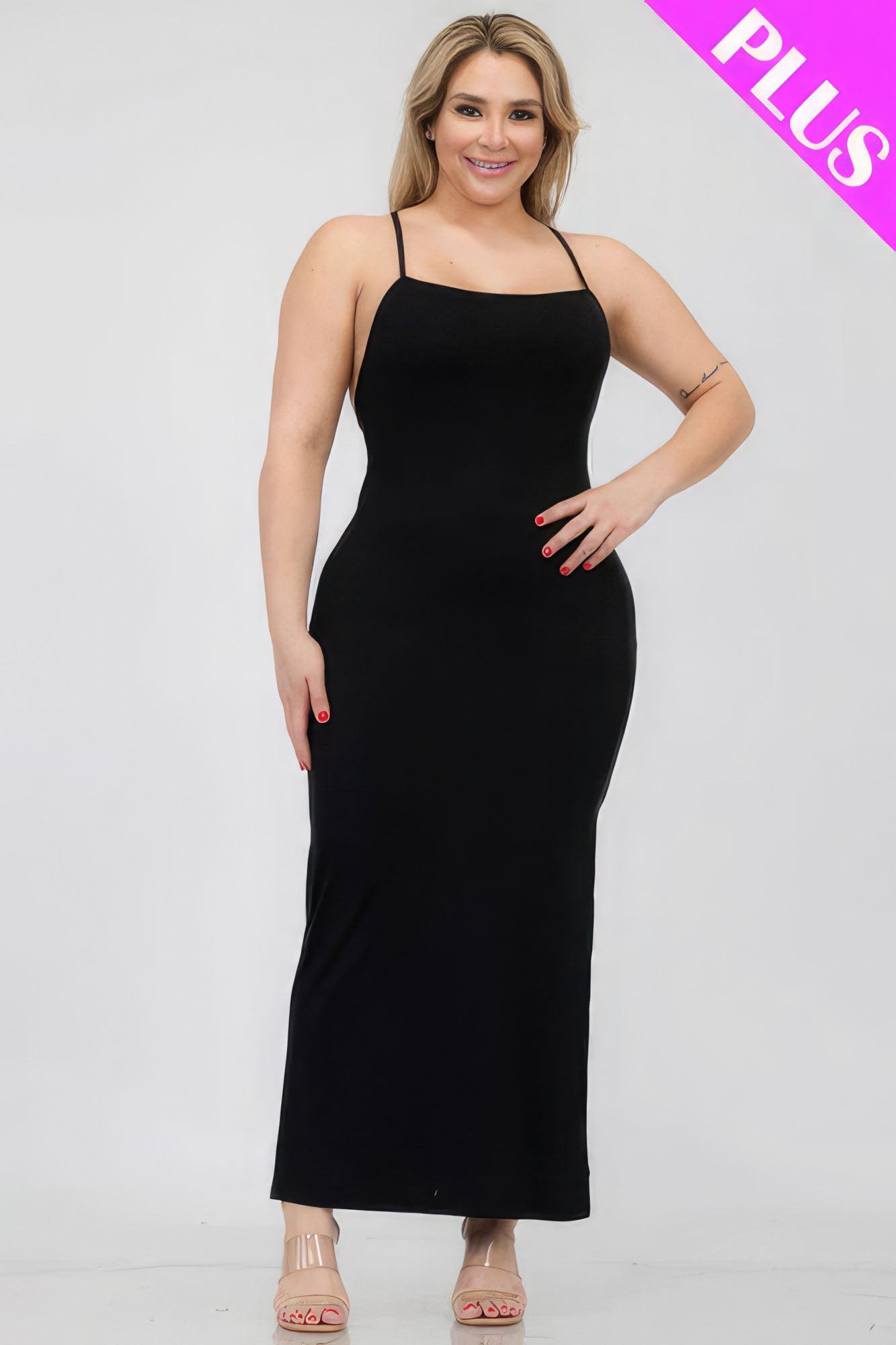 Plus Size Crisscross Back Split Thigh Maxi Dress - Premium  from ZLA - Just $20! Shop now at ZLA