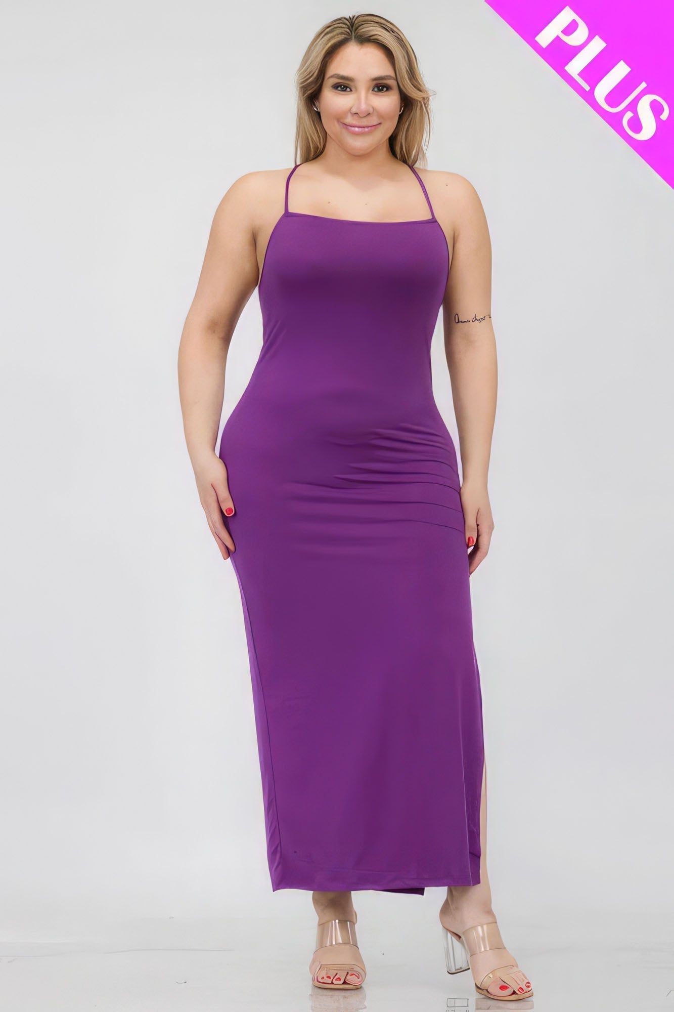 Plus Size Crisscross Back Split Thigh Maxi Dress - Premium  from ZLA - Just $20! Shop now at ZLA