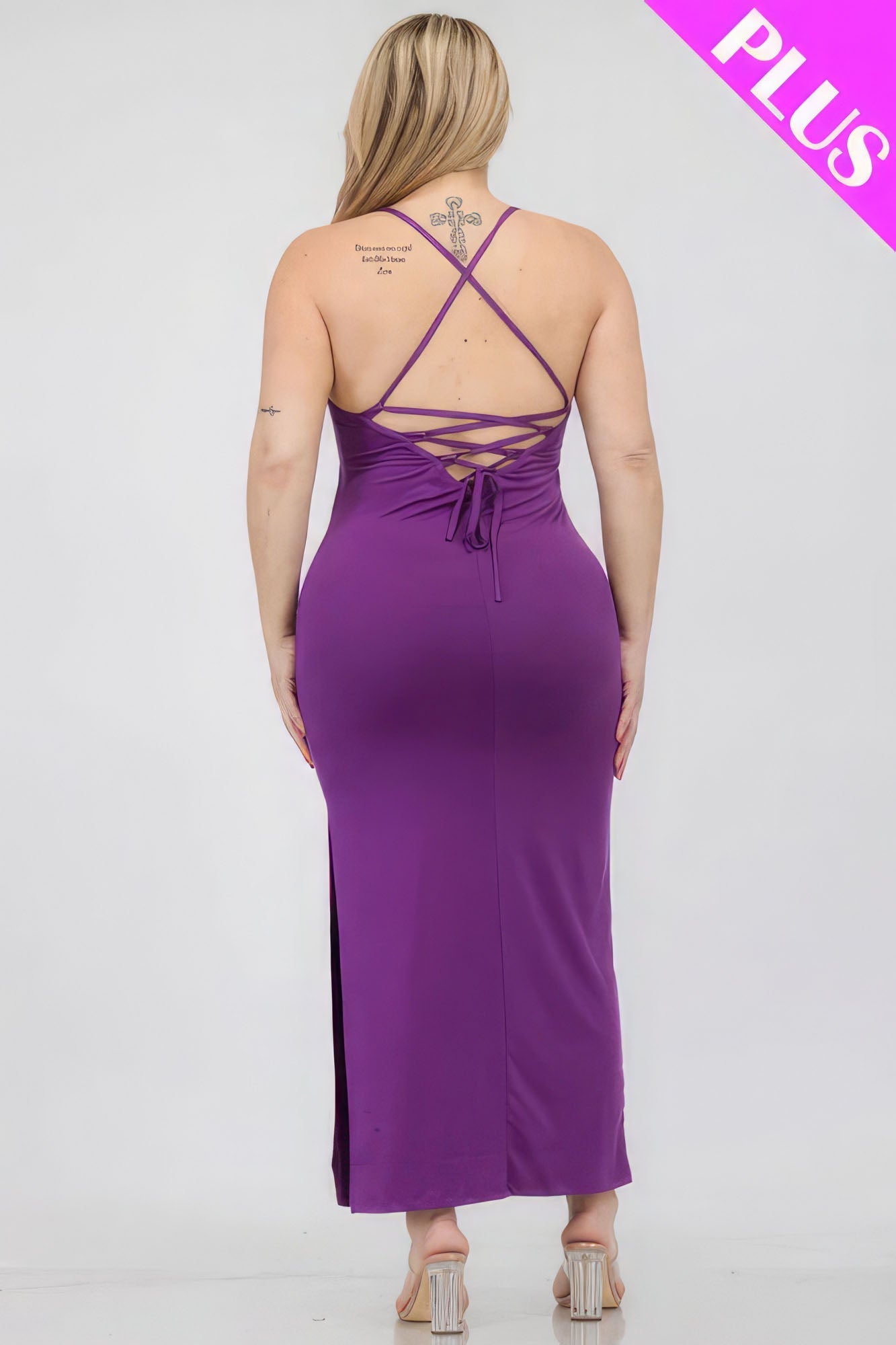Plus Size Crisscross Back Split Thigh Maxi Dress - Premium  from ZLA - Just $20! Shop now at ZLA