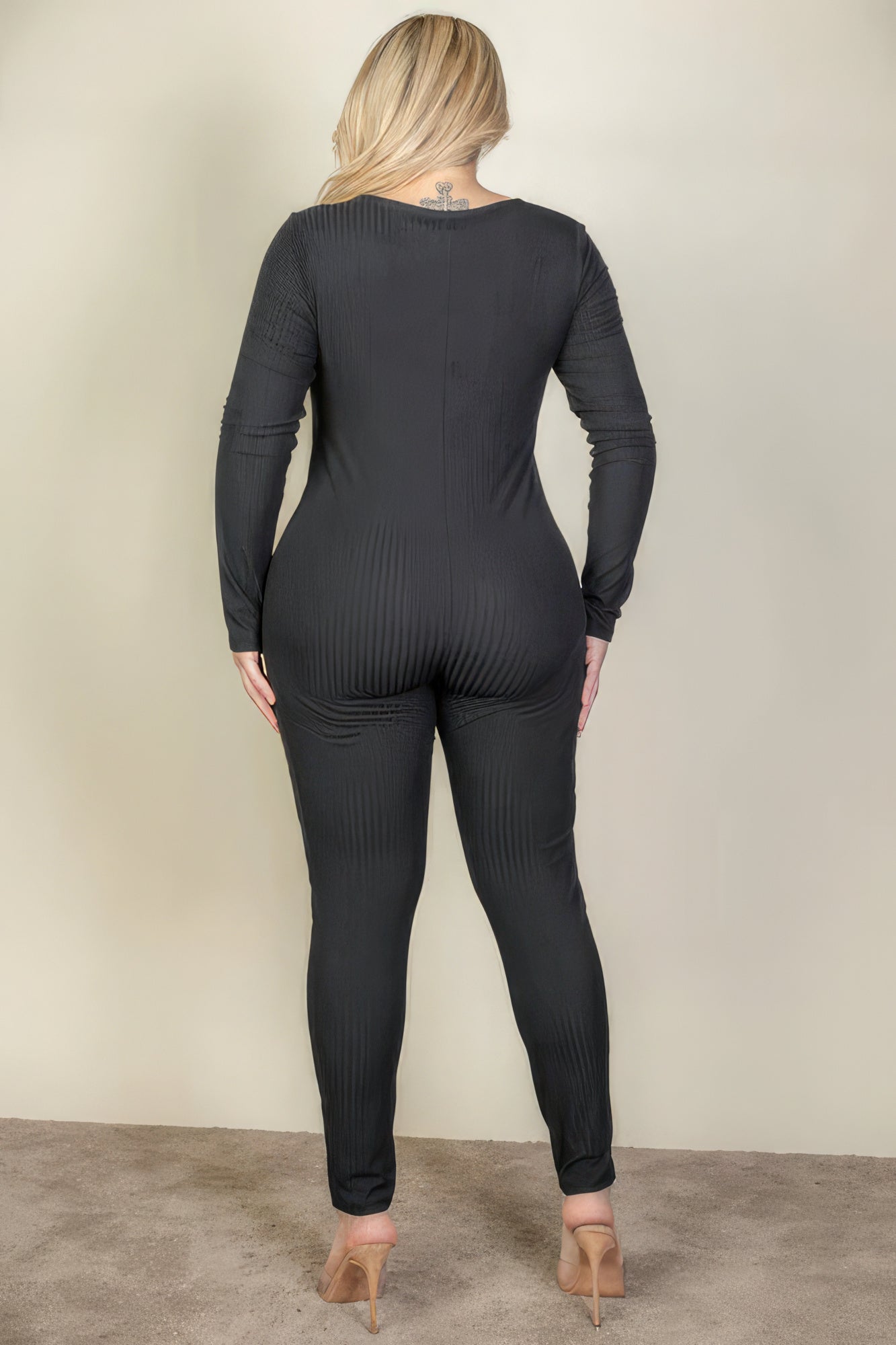 Plus Size Ribbed Scoop Neck Long Sleeve Jumpsuit - Premium  from ZLA - Just $16.50! Shop now at ZLA