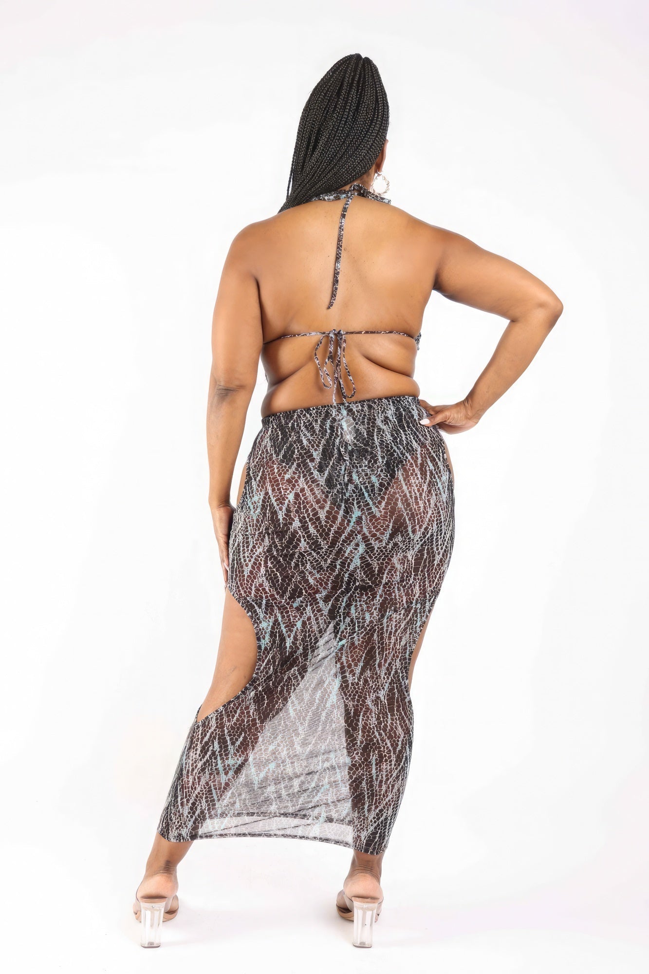 Printed Mesh Cutout Bikini And Cover Up Set - Premium  from ZLA - Just $26! Shop now at ZLA
