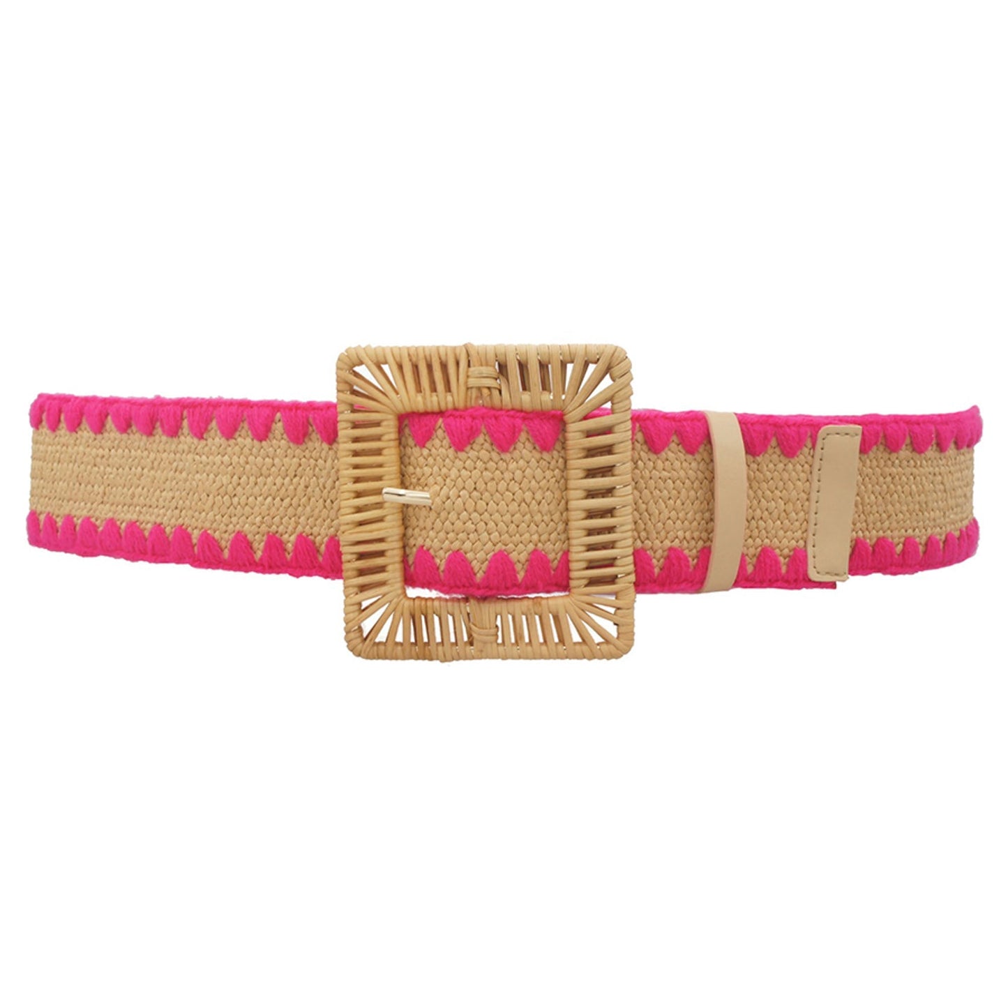 Rectangle Rattan Buckle Crochet Trim Straw Belt - Premium  from ZLA - Just $17! Shop now at ZLA