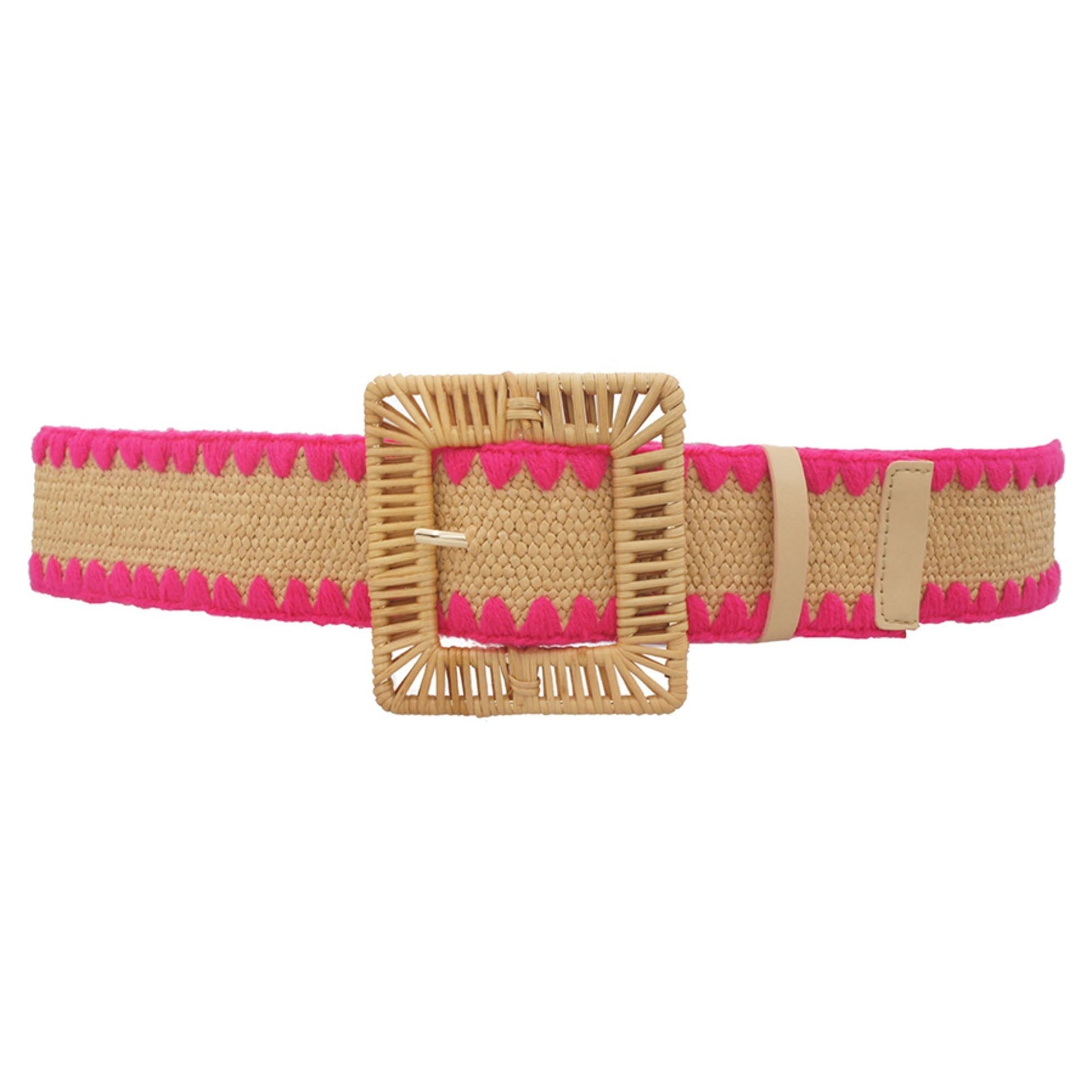 Rectangle Rattan Buckle Crochet Trim Straw Belt - Premium  from ZLA - Just $17! Shop now at ZLA
